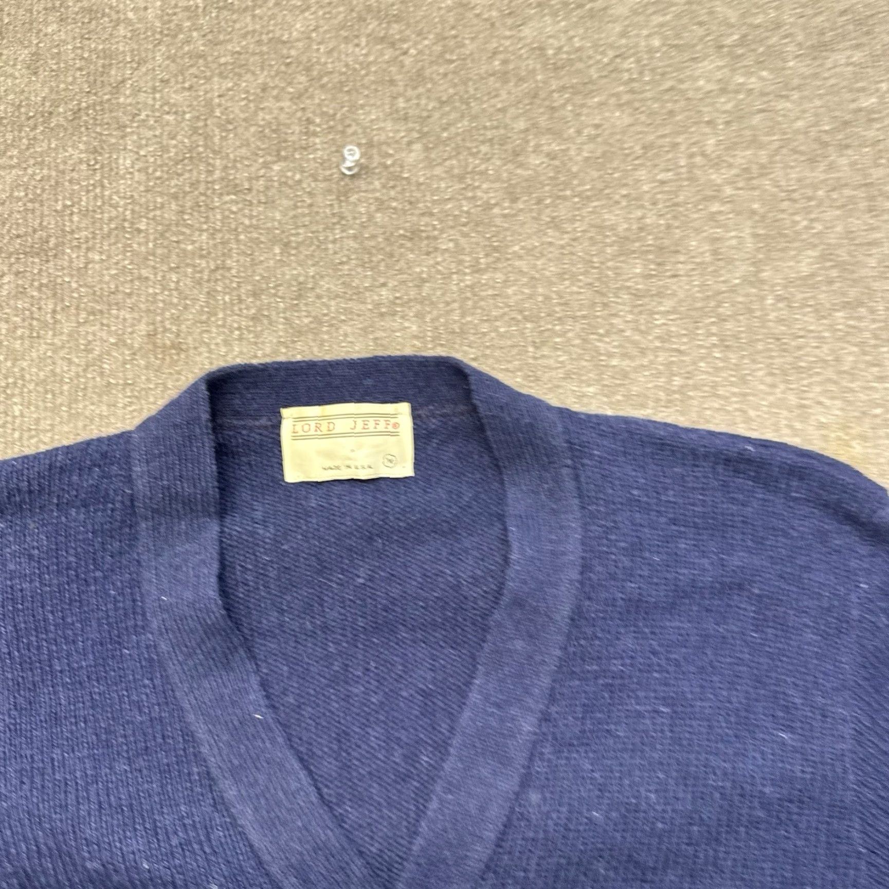 Vintage VINTAGE Lord Jeff Cardigan Sweater Mens M Orlon Acrylic Navy Button Up Size US M / EU 48-50 / 2 - 3 Thumbnail