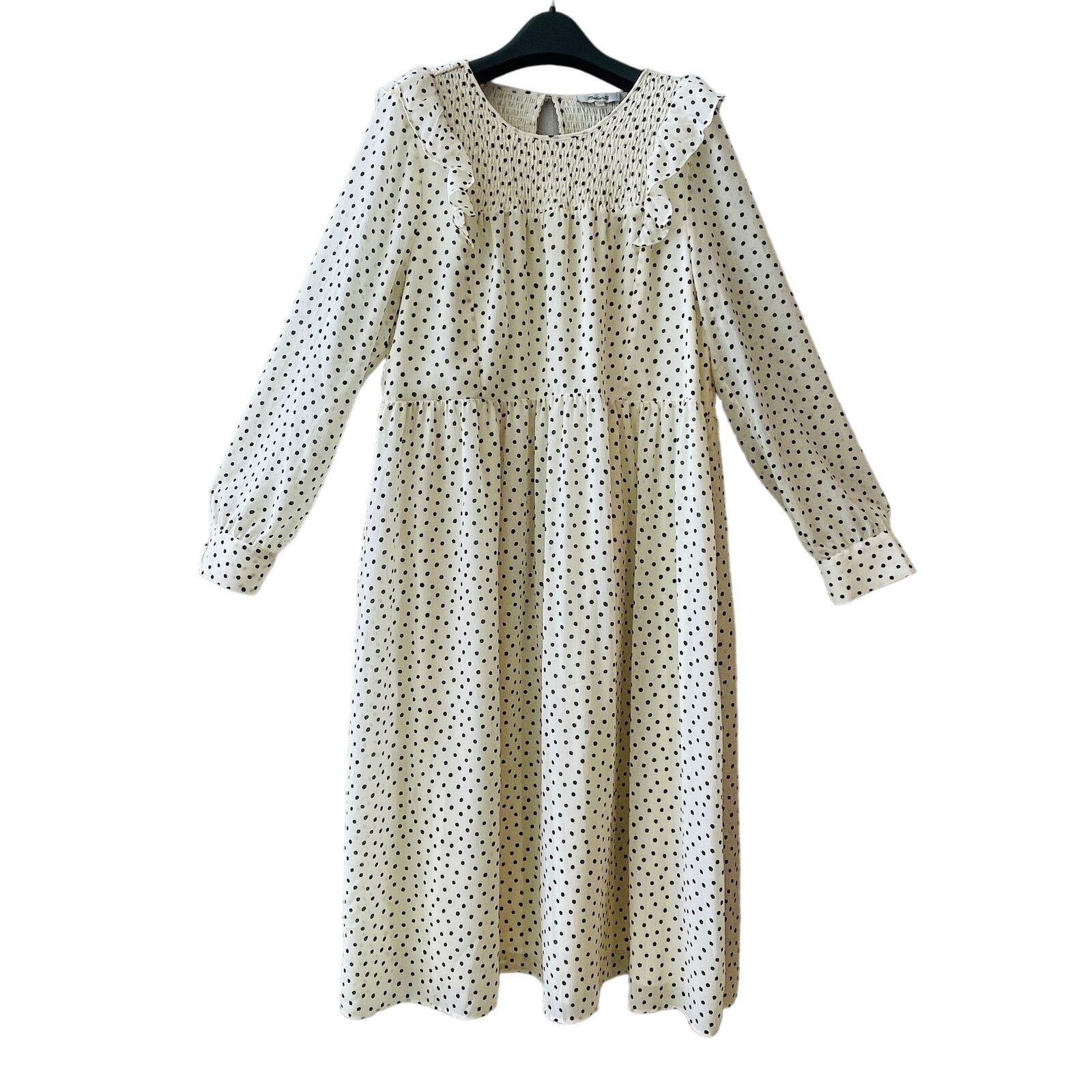 Madewell Madewell Smocked Ruffle Shoulder Dotted Dress Size Med NWT Size M / US 6-8 / IT 42-44 - 1 Thumbnail