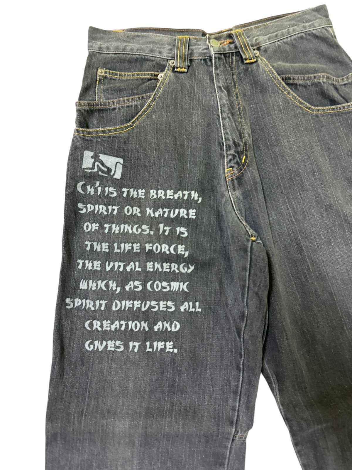 DrunknMunky × Japanese Brand Baggy DRUNKN MUNKY Embroidery Logo Poem Design Denim Size US 28 / EU 44 - 4 Thumbnail