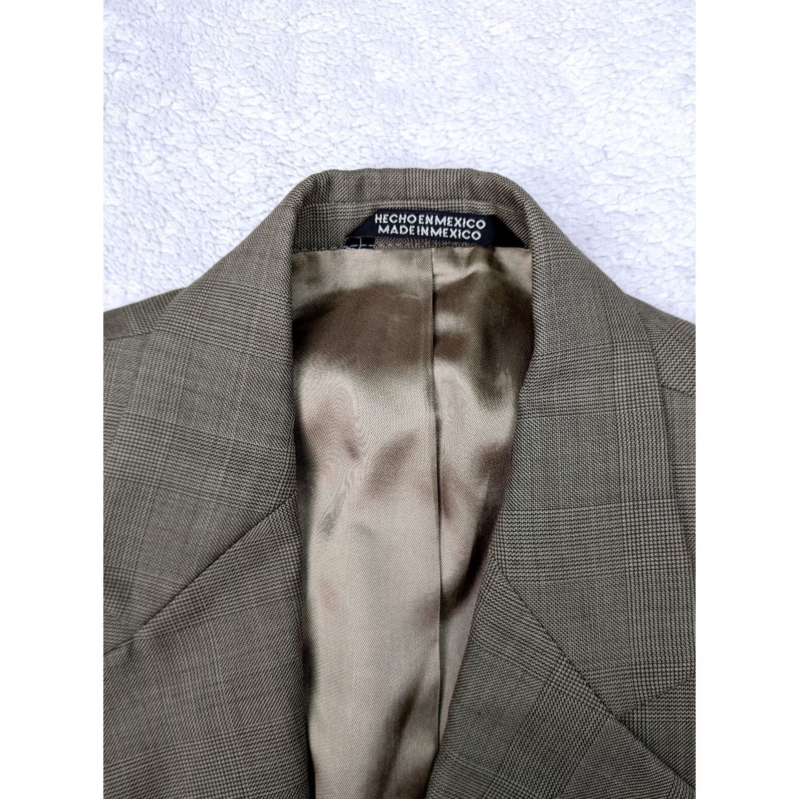 Stafford Stafford Beige Glen Check 100% Wool Blazer Jacket 2 Button Prince Wales 38R Men Blazer Size 38R - 5 Thumbnail