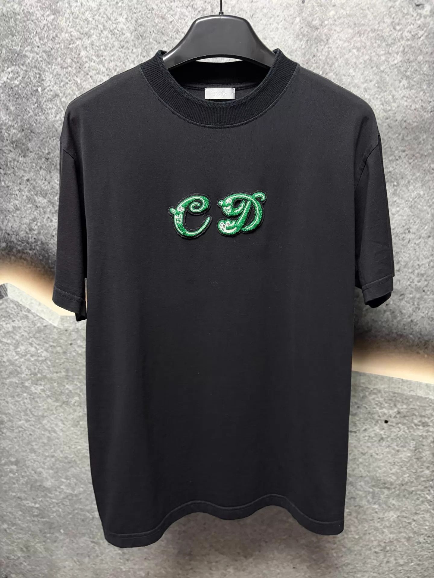Dior Black Short Sleeve Shirt with Green Embroidery Size US L / EU 52-54 / 3 - 1 Thumbnail