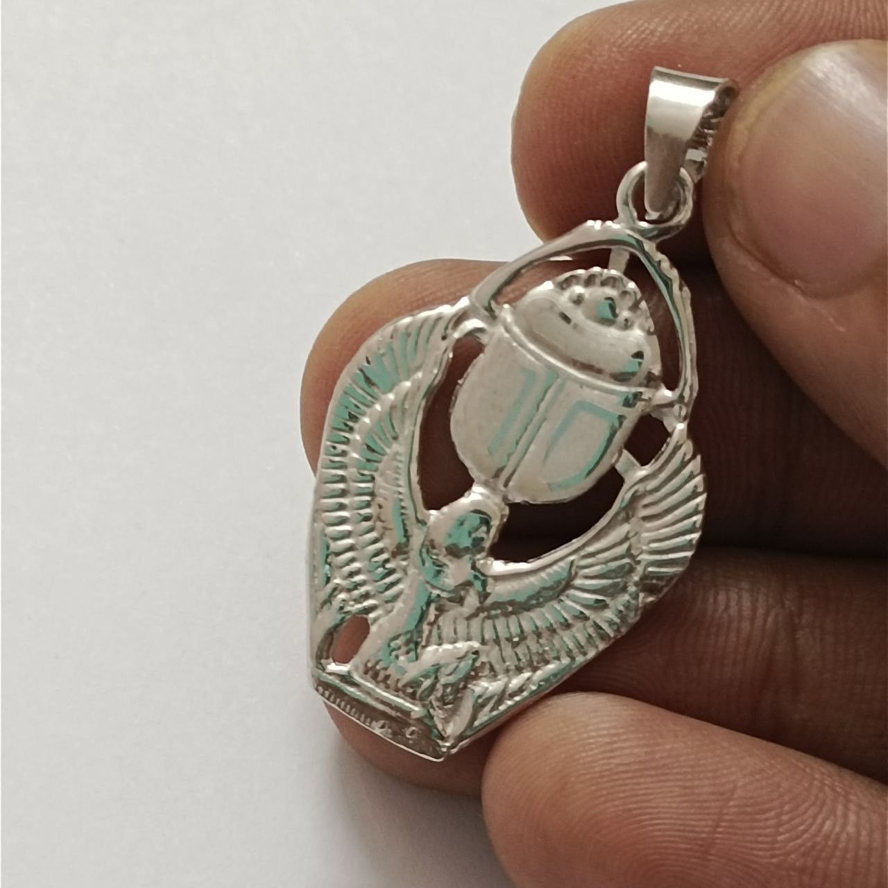 Sterling Silver Sterling silver 925 pendant with Egyptian scarab beetle Size ONE SIZE - 2 Thumbnail