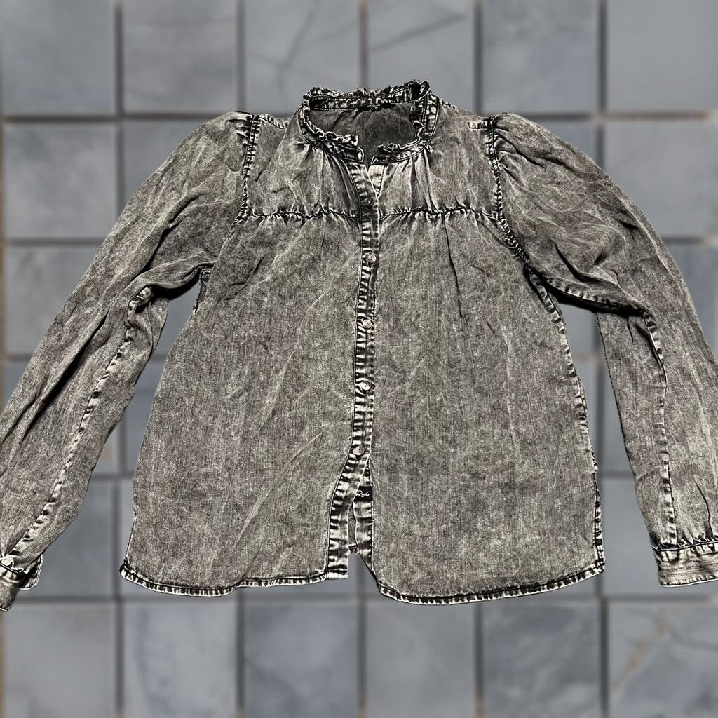 Rails Rails Shirt Womens Medium Camille Acid Wash Ruffle Faded Black Size M / US 6-8 / IT 42-44 - 1 Thumbnail