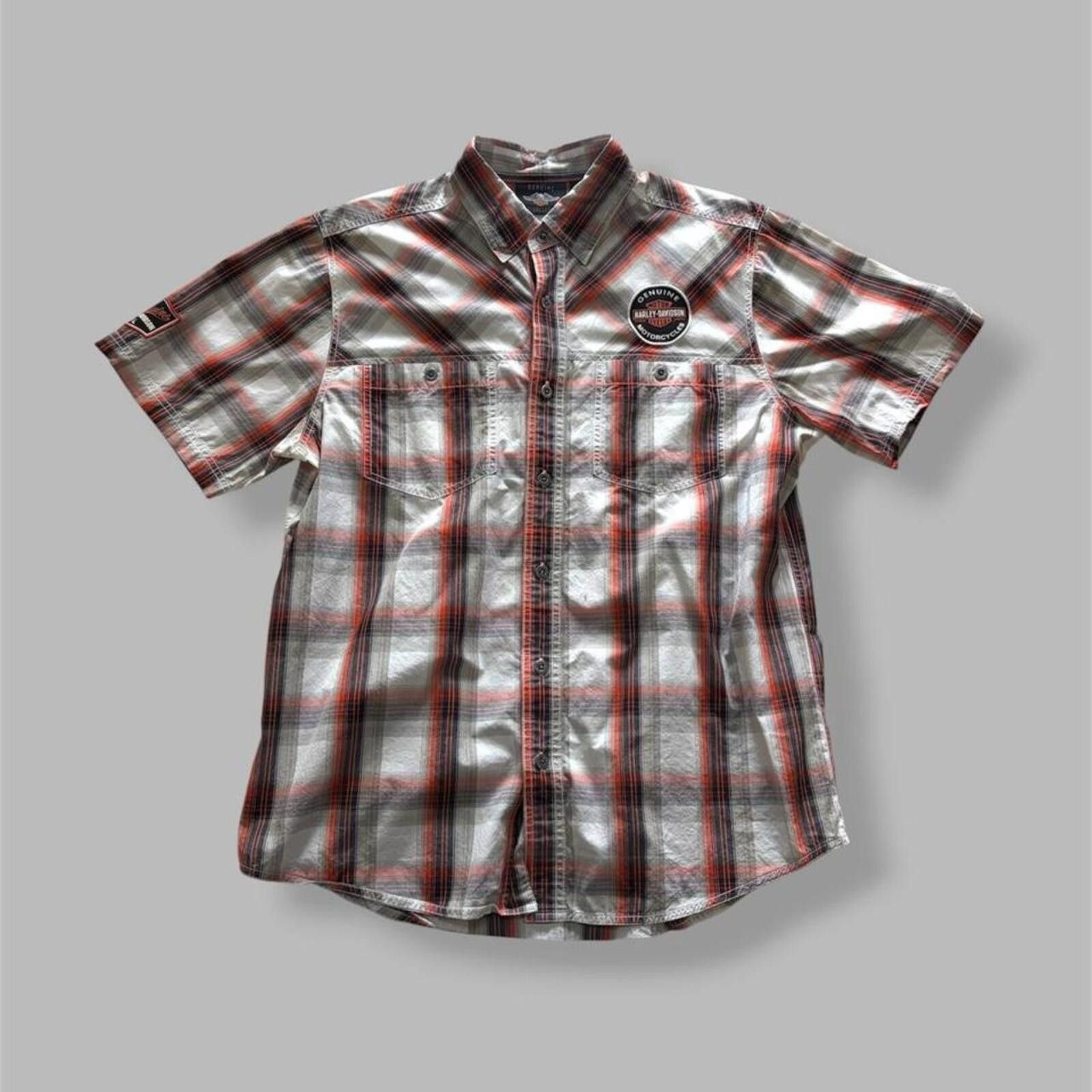 Harley Davidson Orange/Black Harley Davidson Plaid Button Up Size US L / EU 52-54 / 3 - 1 Thumbnail