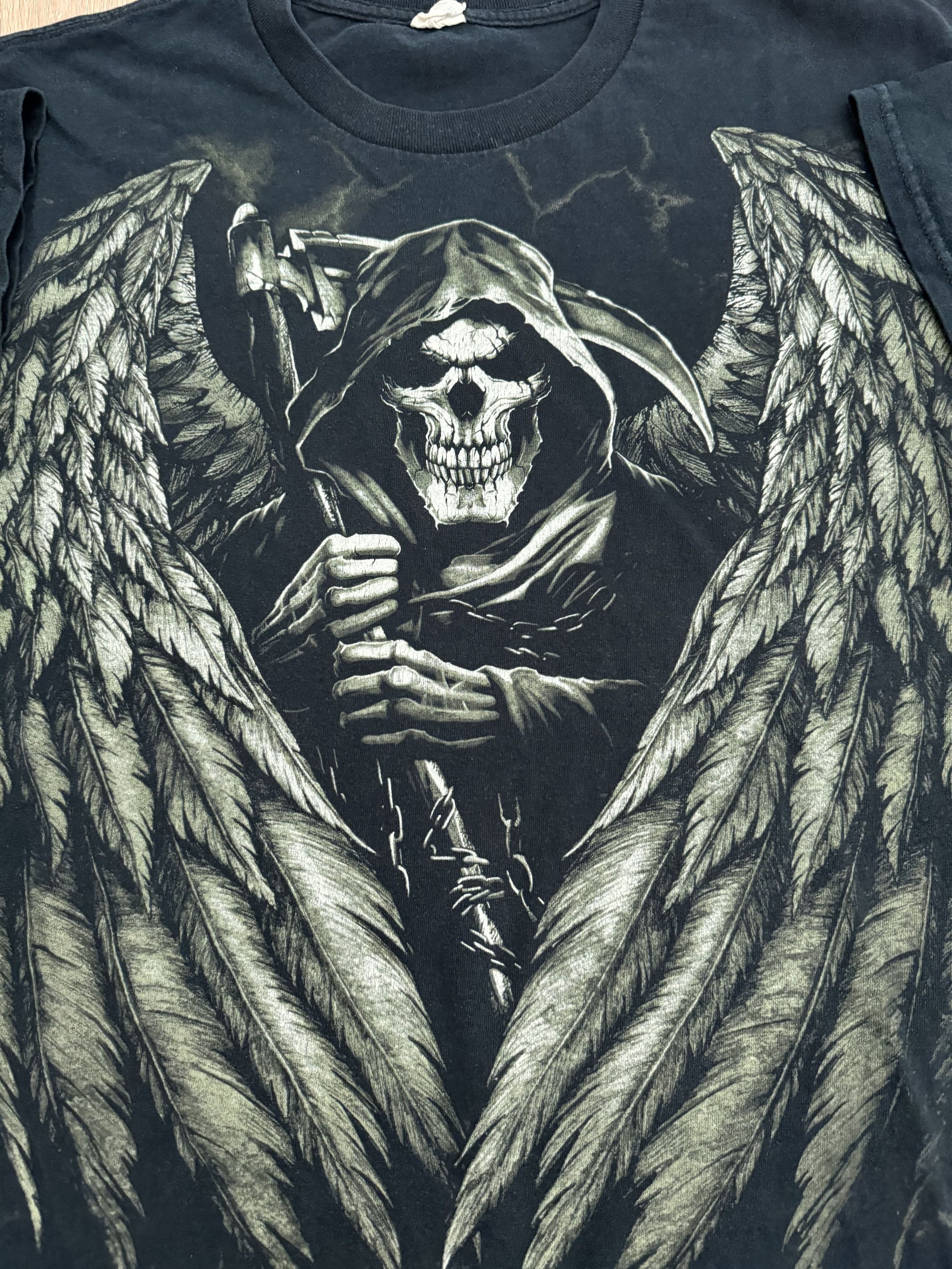 Affliction Y2K GRIM REAPER SKULL & WINGS CYBERGOTH TEE GRUNGE Size US L / EU 52-54 / 3 - 2 Thumbnail