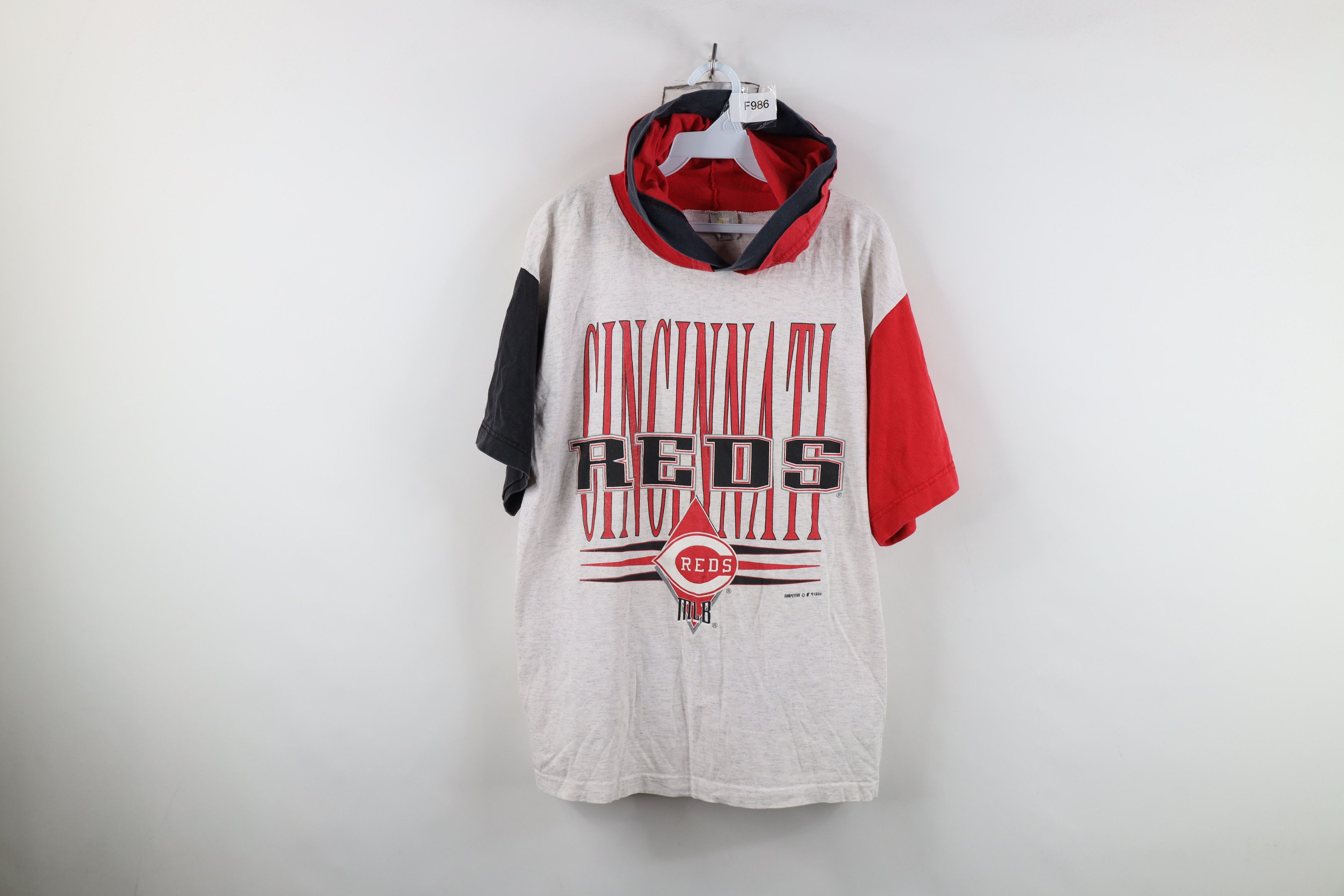 Vintage Vintage 90s Reds Baseball Short Sleeve Hooded T-Shirt USA Size US M / EU 48-50 / 2 - 1 Thumbnail