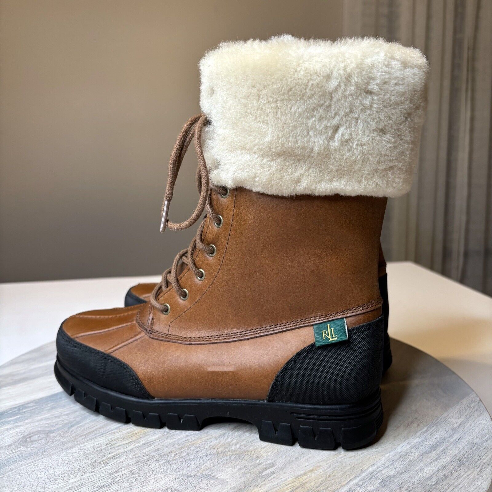 Lauren Ralph Lauren Ralph Lauren Quinta Brown Leather Shearling Boots Size 6 B Size US 6 / IT 36 - 2 Thumbnail