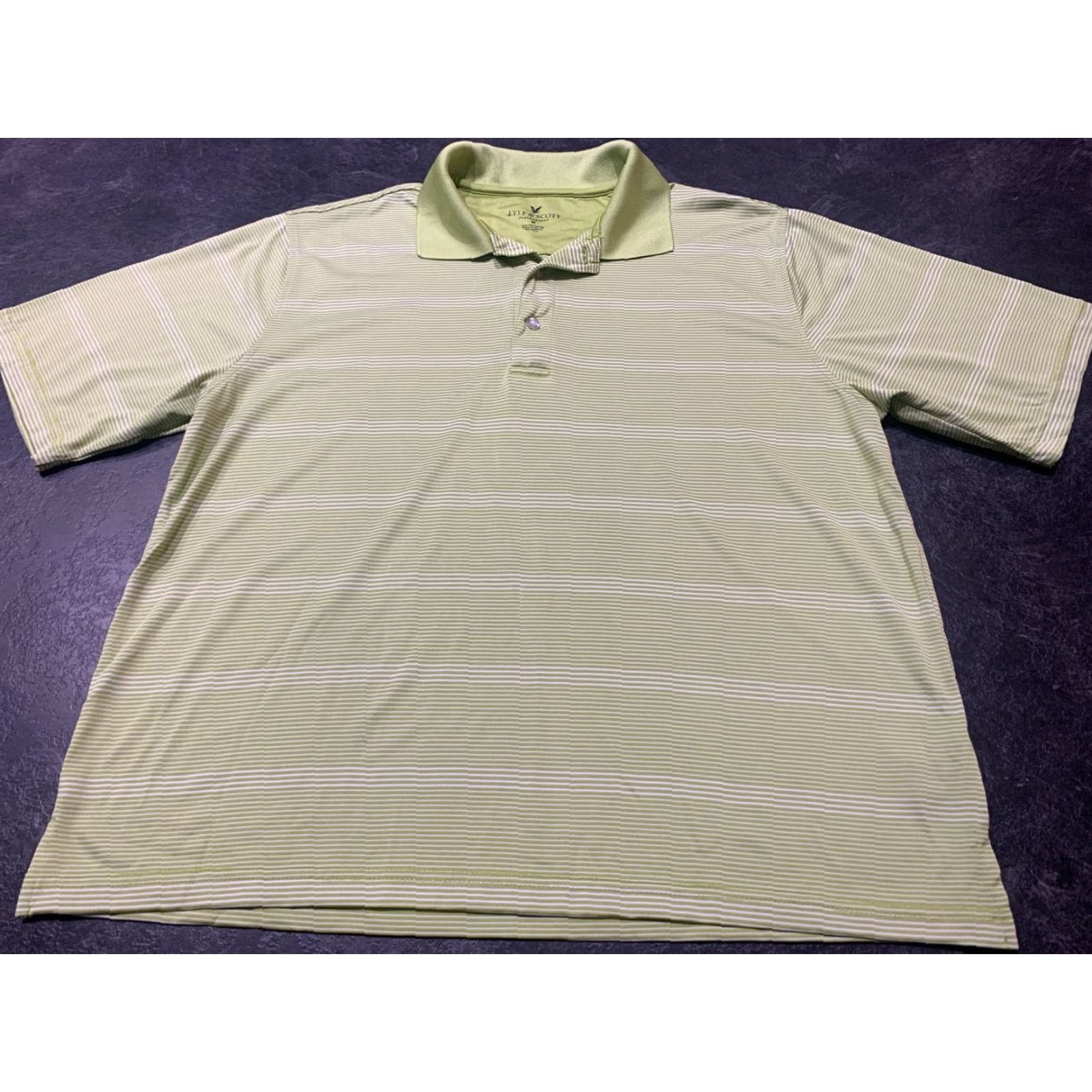 Lyle & Scott LYLE & SCOTT Performance Polo Shirt Men's Medium Green Striped Short Sleeve Golf Size US M / EU 48-50 / 2 - 2 Thumbnail