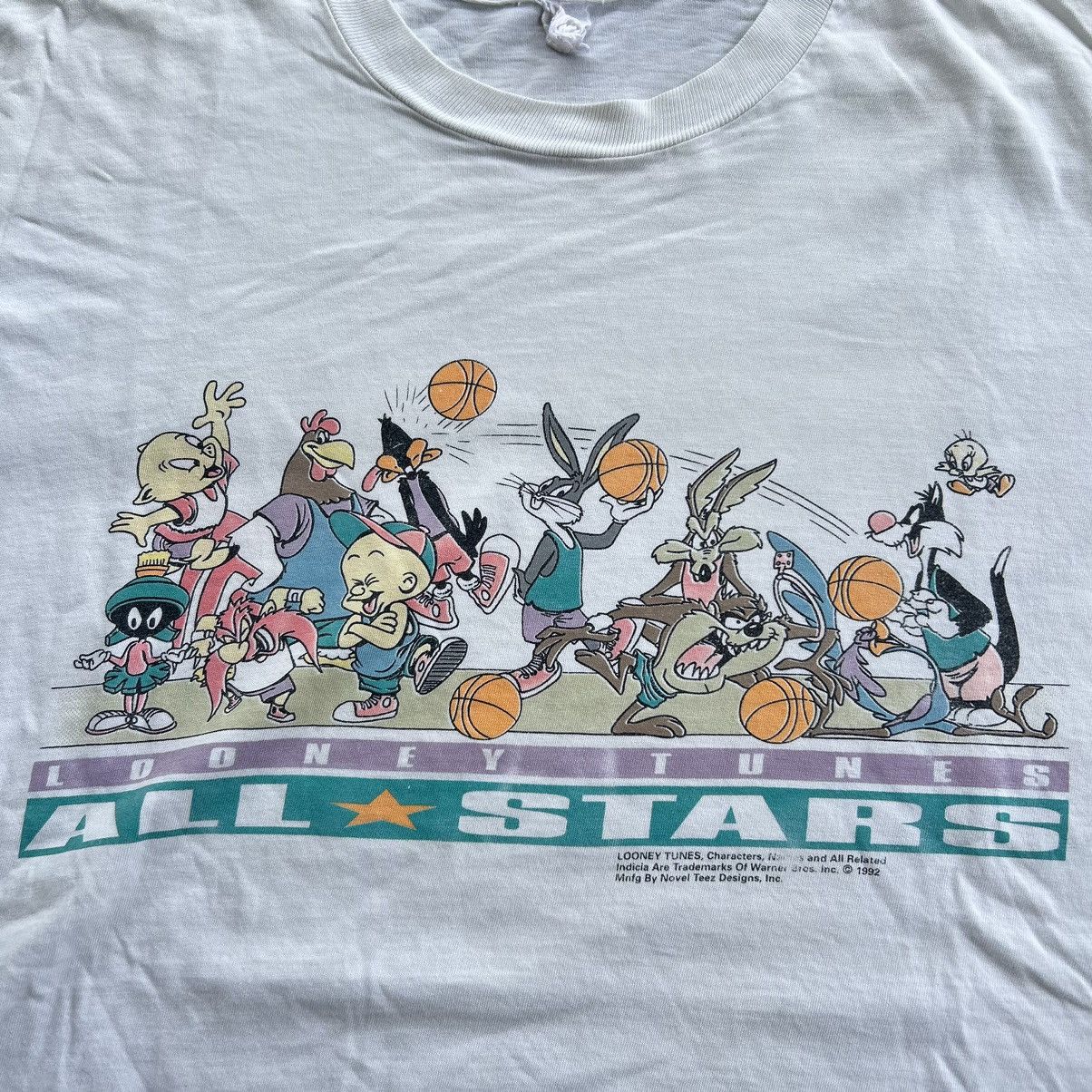 NBA Vintage 1992 Looney Tunes All Stars Basketball Taz T Shirt Size US XL / EU 56 / 4 - 8 Thumbnail