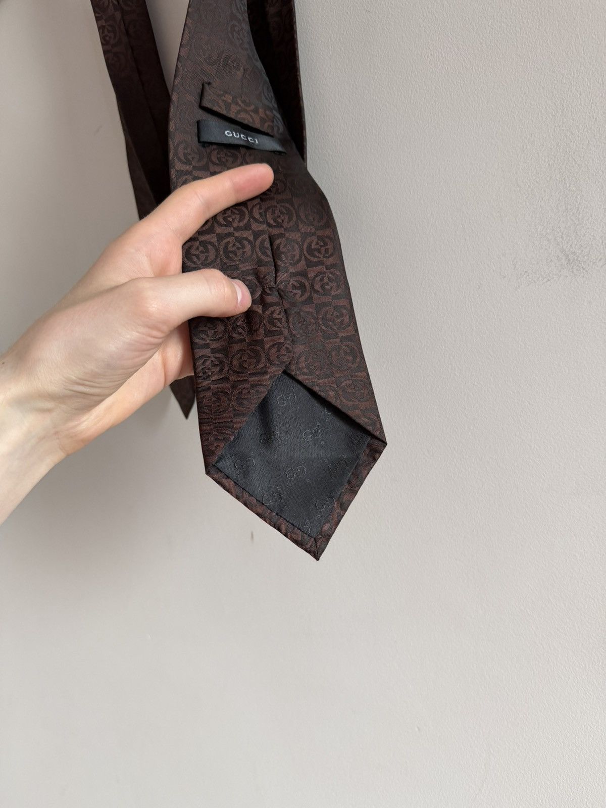 Gucci Gucci GG Monogram Silk Tie Brown Size ONE SIZE - 6 Thumbnail