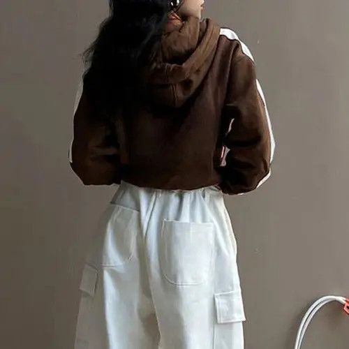 image of Vintage Loose Zip Up Hoodie in Brown, Women's