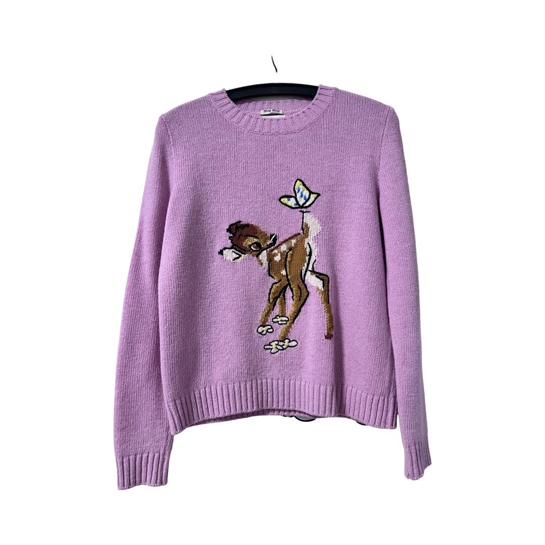 Miu Miu Miu Miu x Disney Pink Bambi Wool Sweater Size XS / US 0-2 / IT 36-38 - 1 Thumbnail