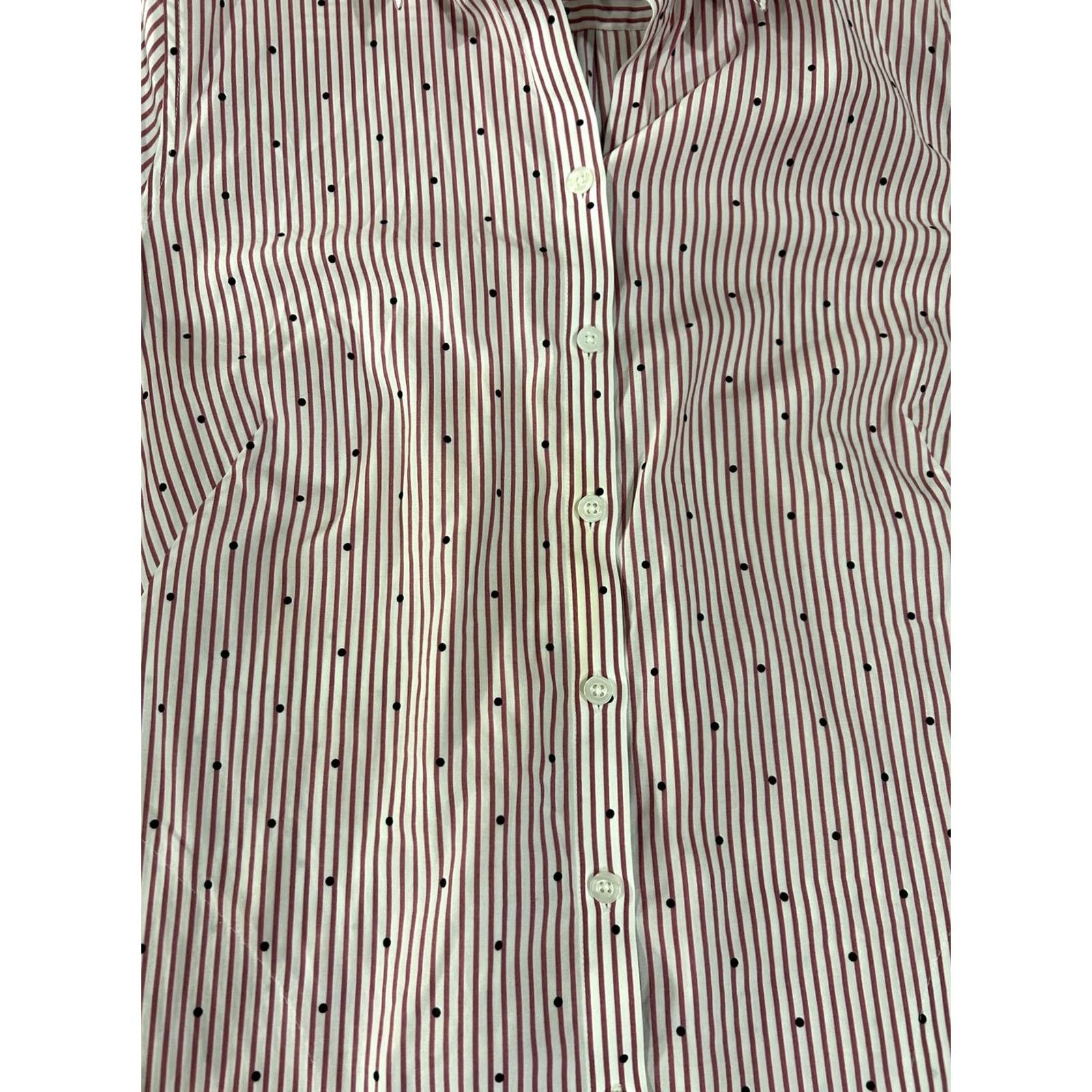 Vintage Chicos Shirt Womens 1 Pink Stripe Dot 3/4 Sleeve Button Tunic Size XS / US 0-2 / IT 36-38 - 5 Thumbnail