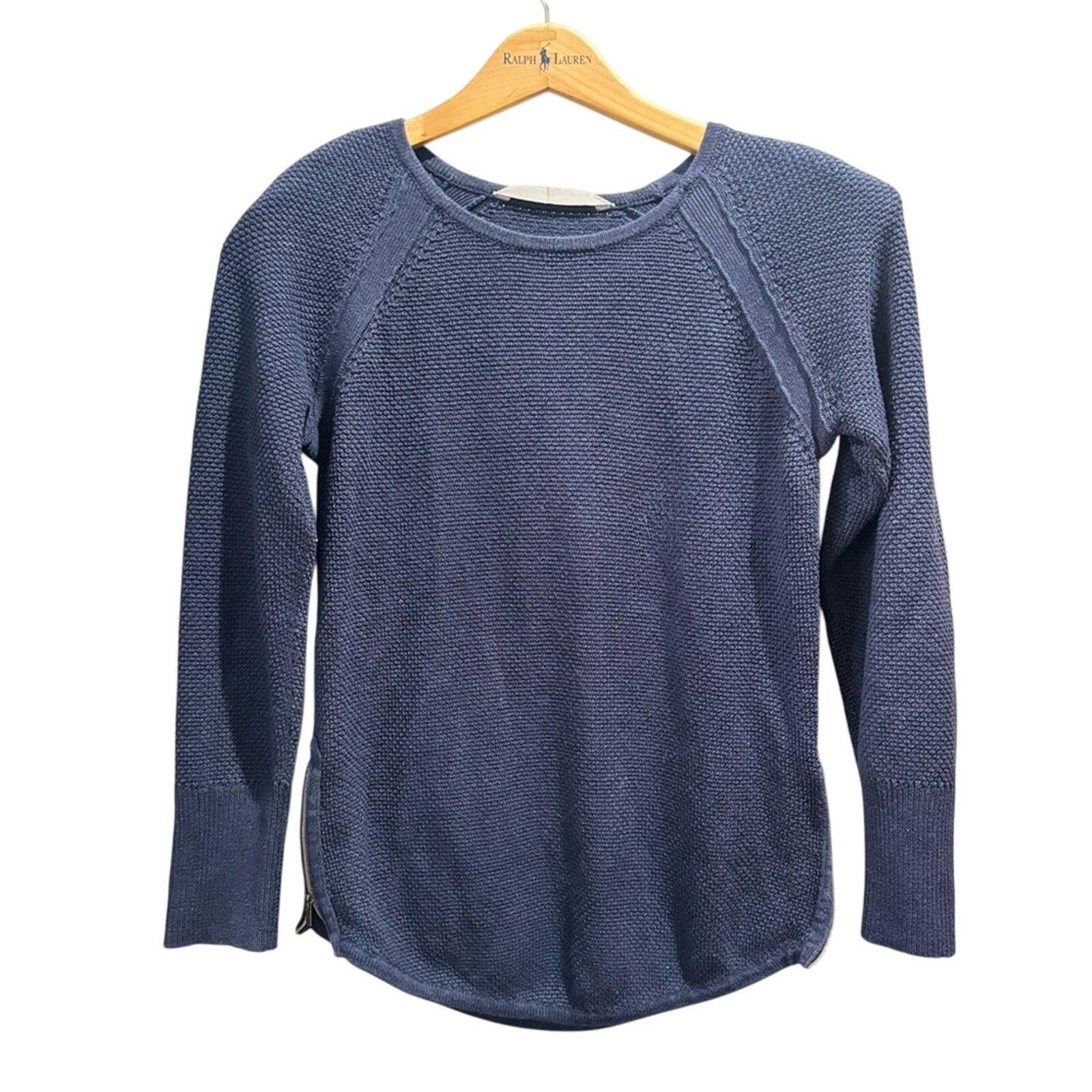 Athleta ATHLETA Blue Varsity Knit Side Zip Pullover Sweater Sz XS Size XS / US 0-2 / IT 36-38 - 2 Thumbnail