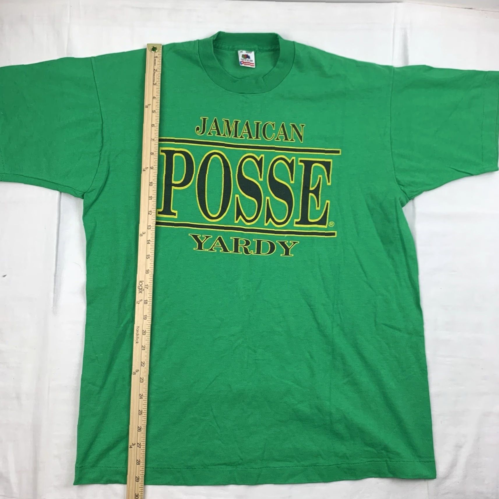 Fruit Of The Loom VINTAGE Fruit of the Loom Jamaican Yardy Posse T-Shirt Adult XL Short Sleeve Crew Neck Green 90s Tropical Mens Size US XL / EU 56 / 4 - 6 Thumbnail