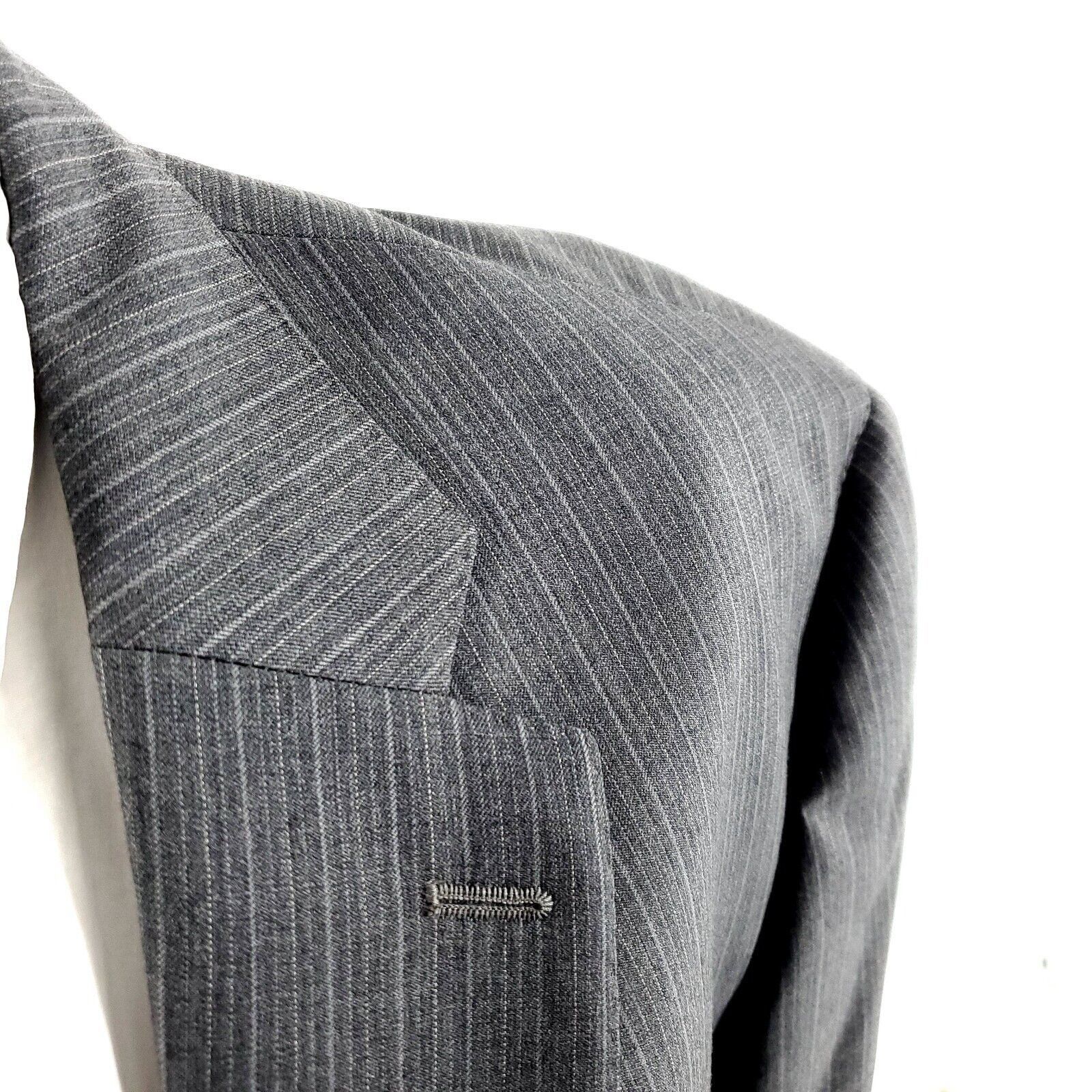 Peter Millar Peter Millar Wool 2 Button Suit Jacket 48L Gray Striped Size 48L - 2 Thumbnail