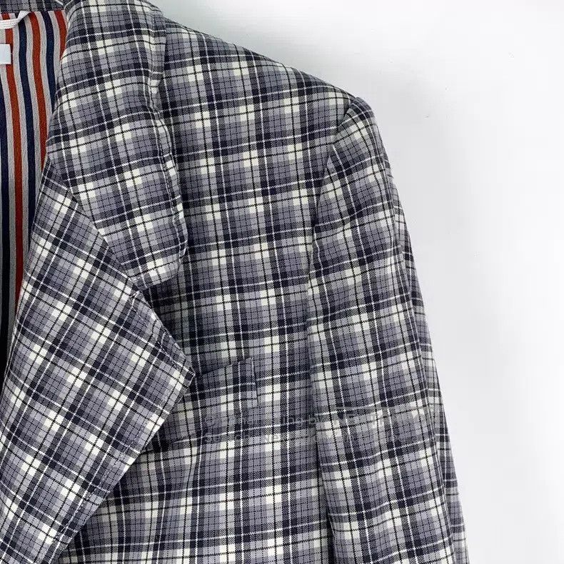 Thom Browne Thom Browne Gray Plaid Wool Lapel Single Breasted Long Sle Size 40L - 3 Thumbnail