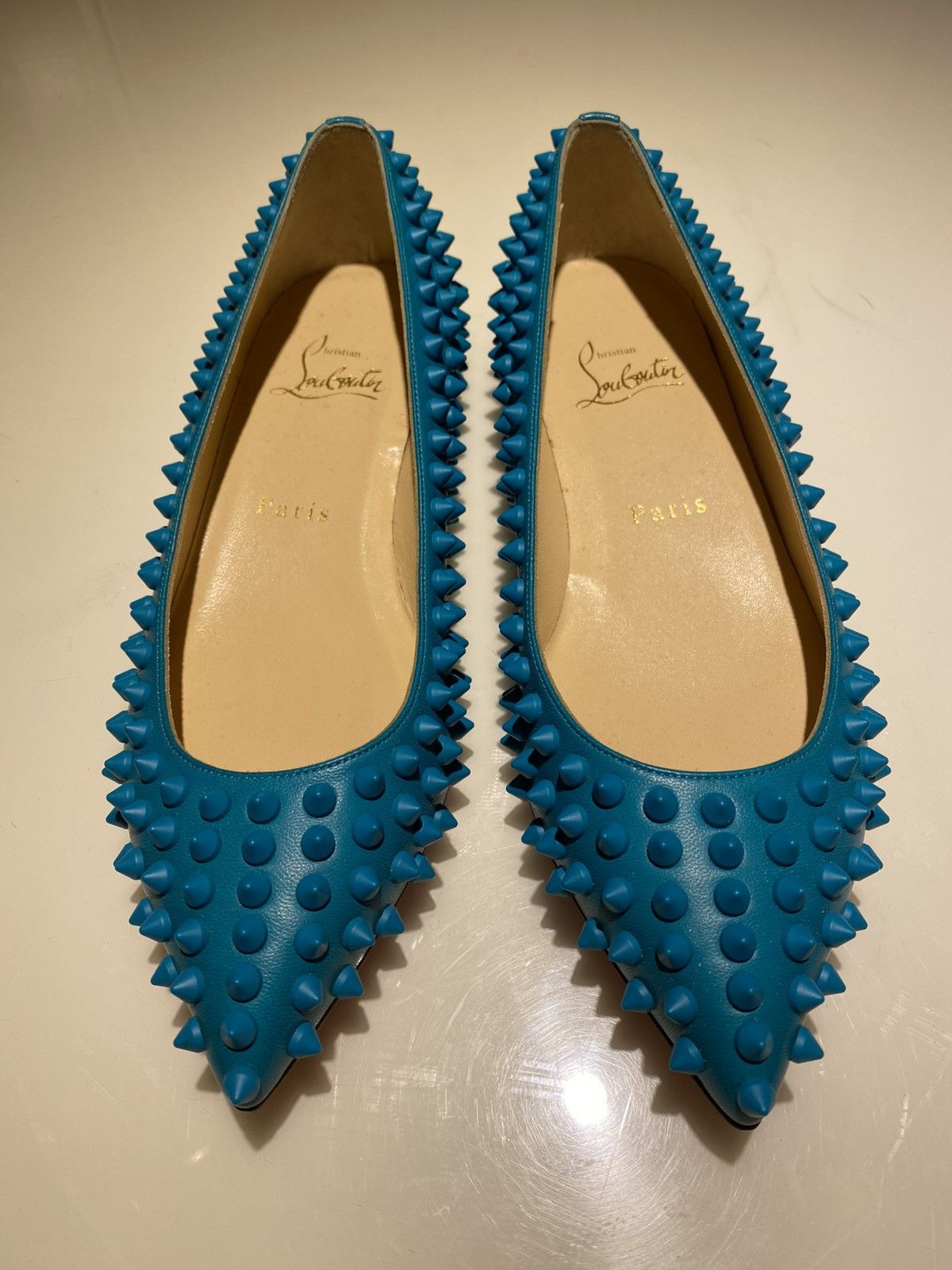 Christian Louboutin Christian Louboutin Turquoise Leather Flats US5.5 Size US 5.5 / IT 35.5 - 2 Thumbnail