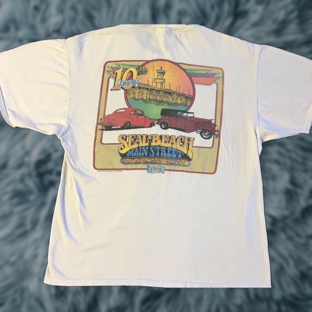 Vintage VINTAGE 90s Seal Beach Car Show Faded Distress Shirt S Hot Rod Beach Surf Art Grunge Shirt Mens White 90s California Cars Grunge Vintage Size US S / EU 44-46 / 1 - 1 Thumbnail