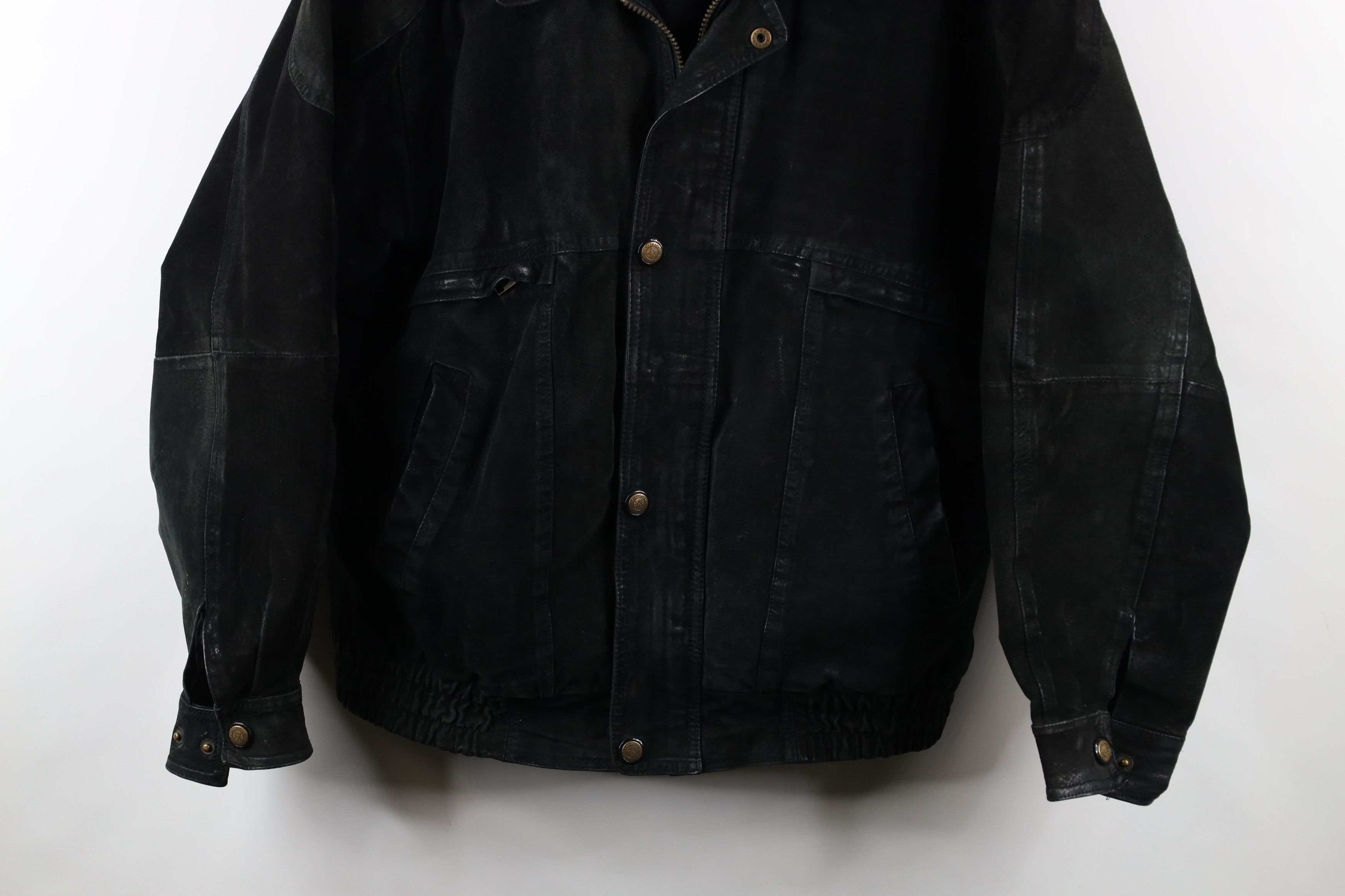 Vintage Vintage 90s Streetwear Suede Leather Bomber Jacket Black Size US M / EU 48-50 / 2 - 3 Thumbnail