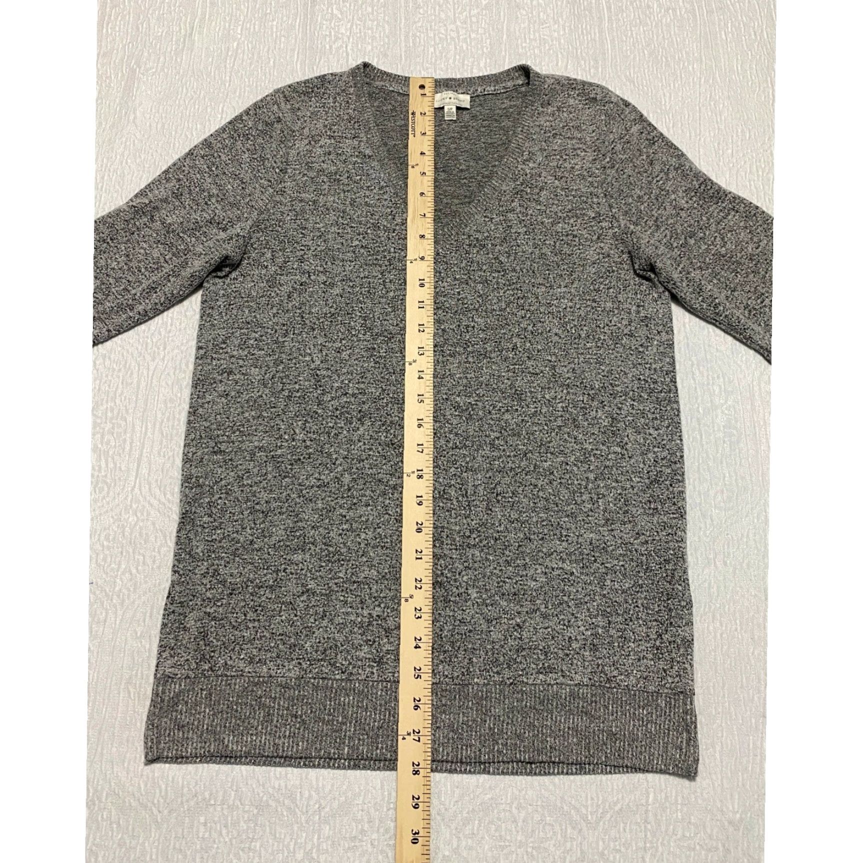 Lucky Brand Lucky Brand Womens V Neck Tunic Top Gray Knit Size S Lightweight Long Sleeve Relaxed Fit Side Slit V-Neck Sweater Dress? Size S / US 4 / IT 40 - 7 Thumbnail