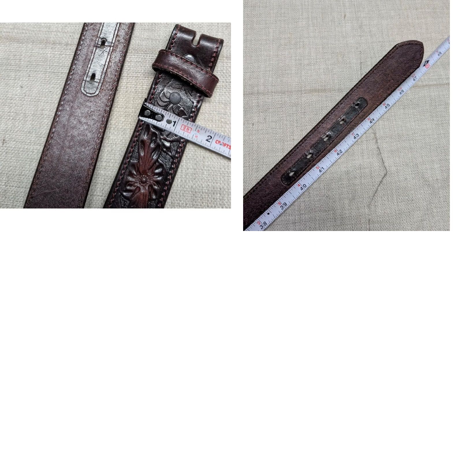 Vintage VINTAGE Resistol belt Tooled brown cowhide leather Western Belt 42 Men Belt Buckle 1-1/2" width Size 42 - 8 Thumbnail