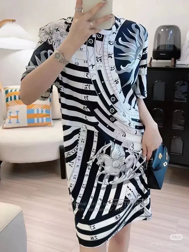 Other Hermes Constellation series black and white print dress Size XXS / US 00 / IT 34 - 5 Thumbnail