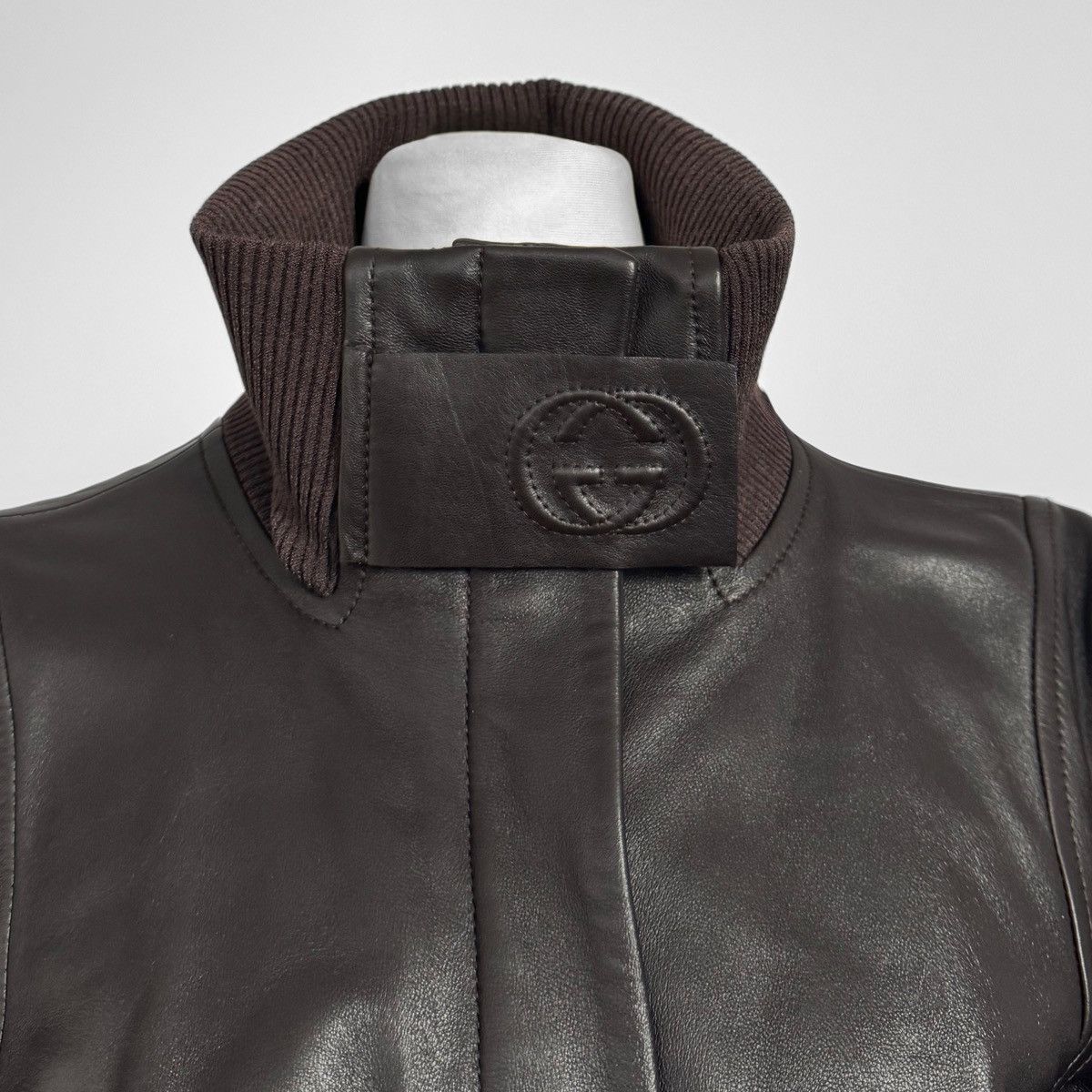 Gucci Runway Tom Ford for Gucci Asymmetrical Leather Jacket Size M / US 6-8 / IT 42-44 - 11 Thumbnail