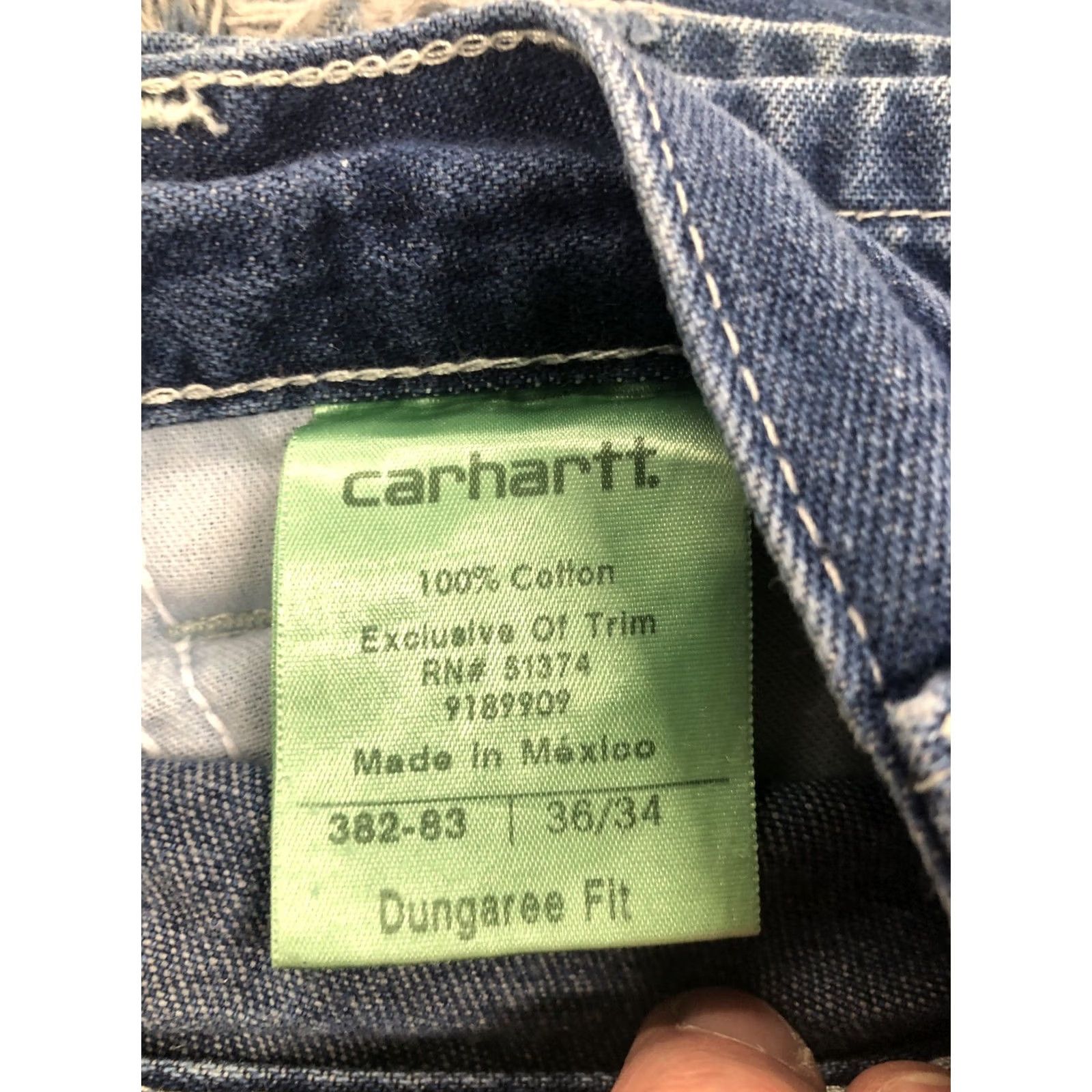 Carhartt Carhartt Jeans Mens 37x33.5 Blue Denim Carpenter Pants Dungaree Fit 382-83 Vintage No Size US 37 - 2 Thumbnail