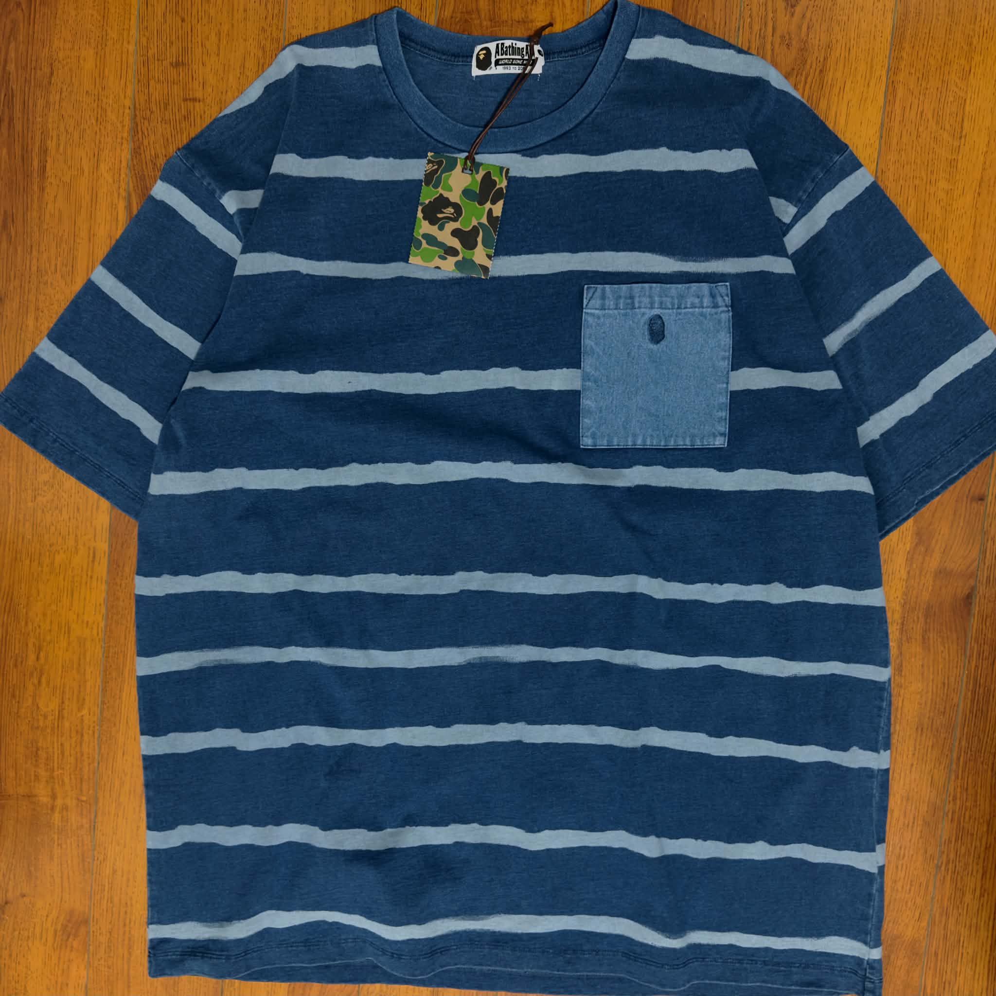 Bape BAPE Discharge Print Relaxed Fit Tee 'Light Indigo' Size US XXL / EU 58 / 5 - 1 Thumbnail