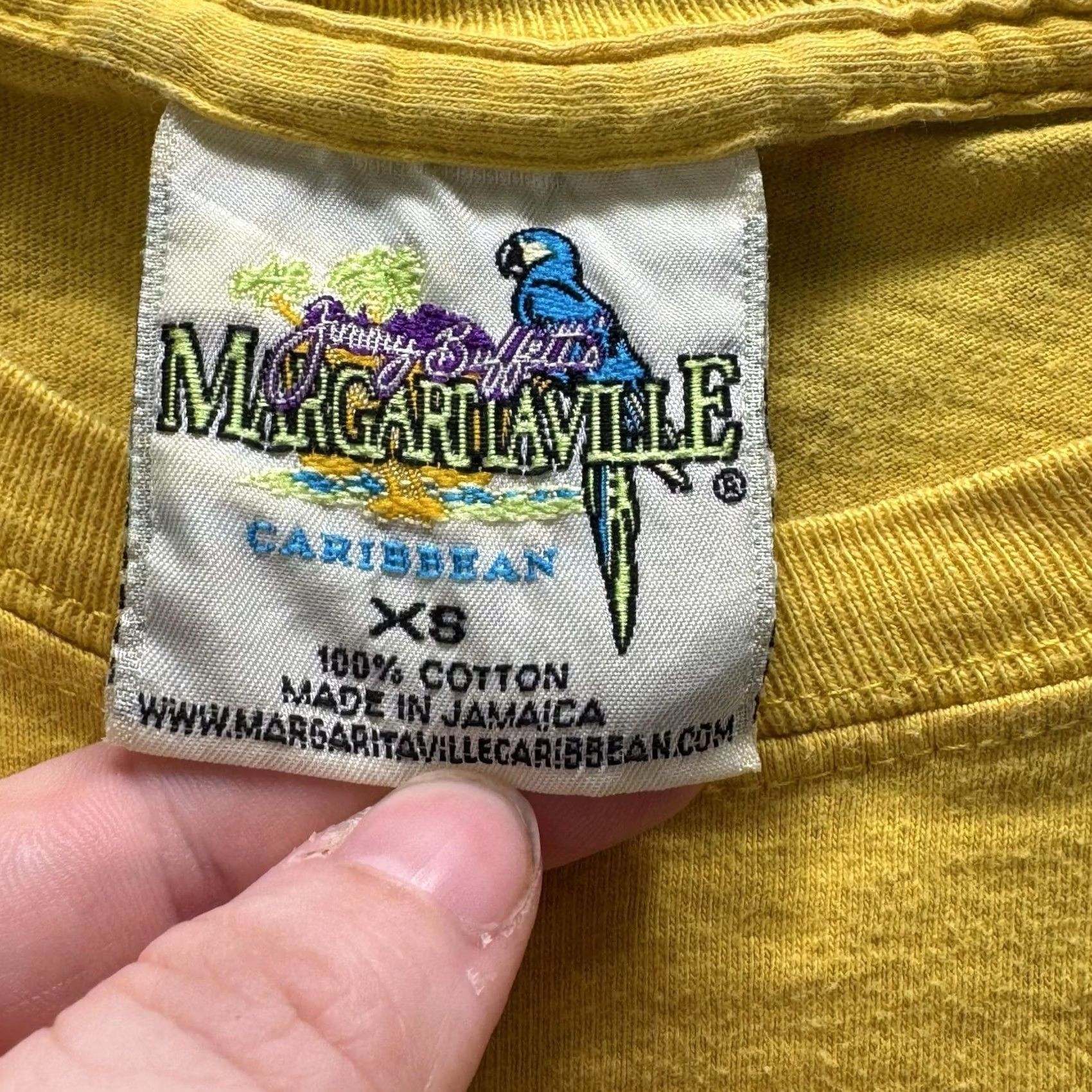 Vintage VINTAGE Margaritaville Shirt Mens XS Yellow Graphic Tee Ocho Rios Jamaica Chameleon Hot Hot Hot Short Sleeve Crew Neck Jersey Cotton Size US XS / EU 42 / 0 - 5 Thumbnail
