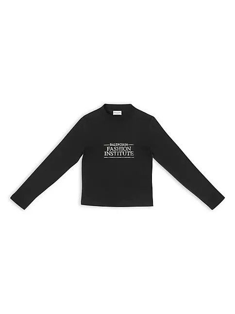 image of Balenciaga O1Mt1Gz0524 Fashion Institute Long Sleeve T-Shirt In Black, Men's (Size XS)