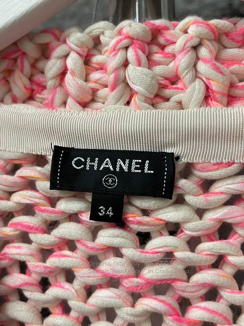 Chanel Chanel Pink coarse flower knitted cardigan coat Size XXS / US 00 / IT 34 - 6 Thumbnail