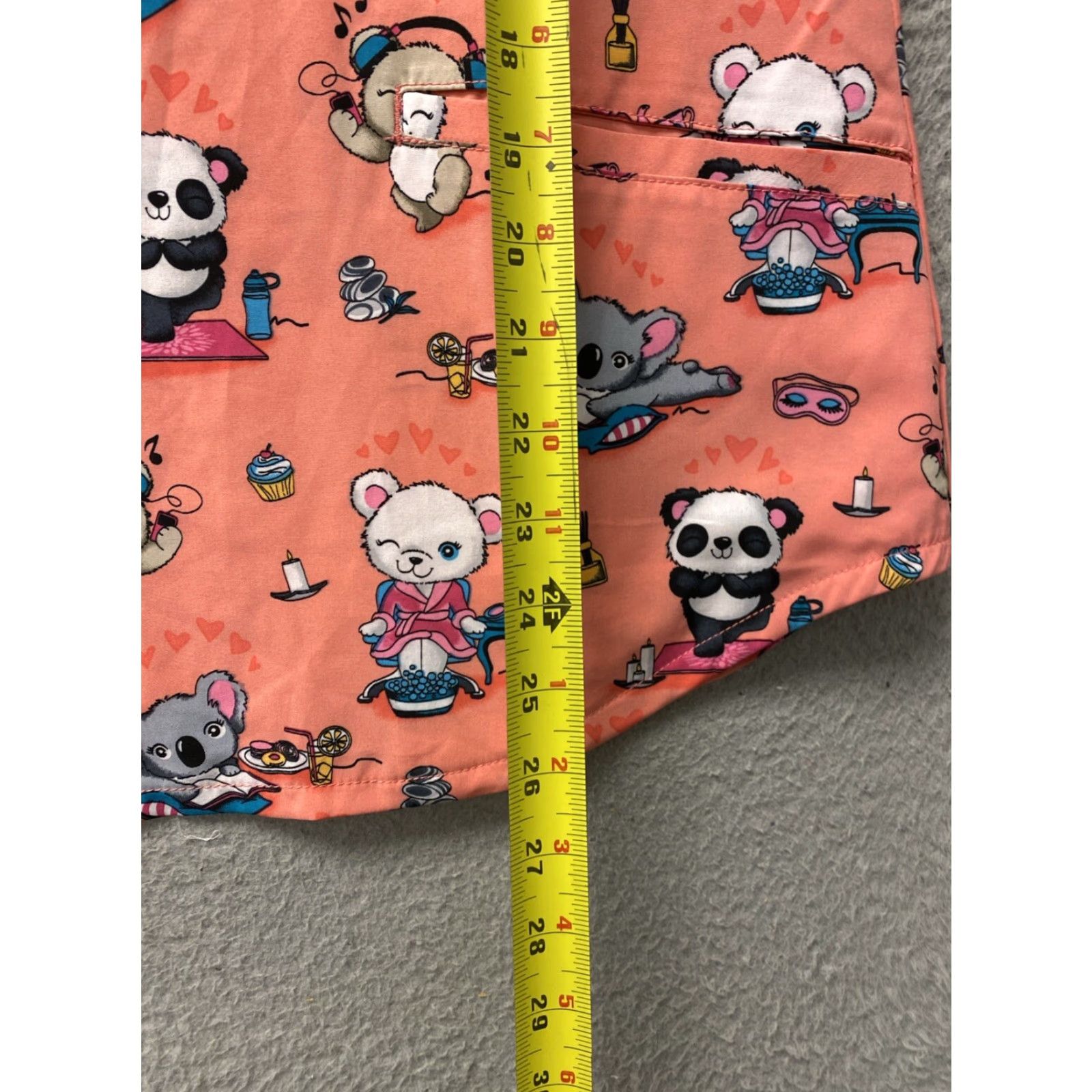 Cherokee Cherokee Women’s Scrub Top M Pink Animal Print Bear Cat / 122-2 Size M / US 6-8 / IT 42-44 - 4 Thumbnail