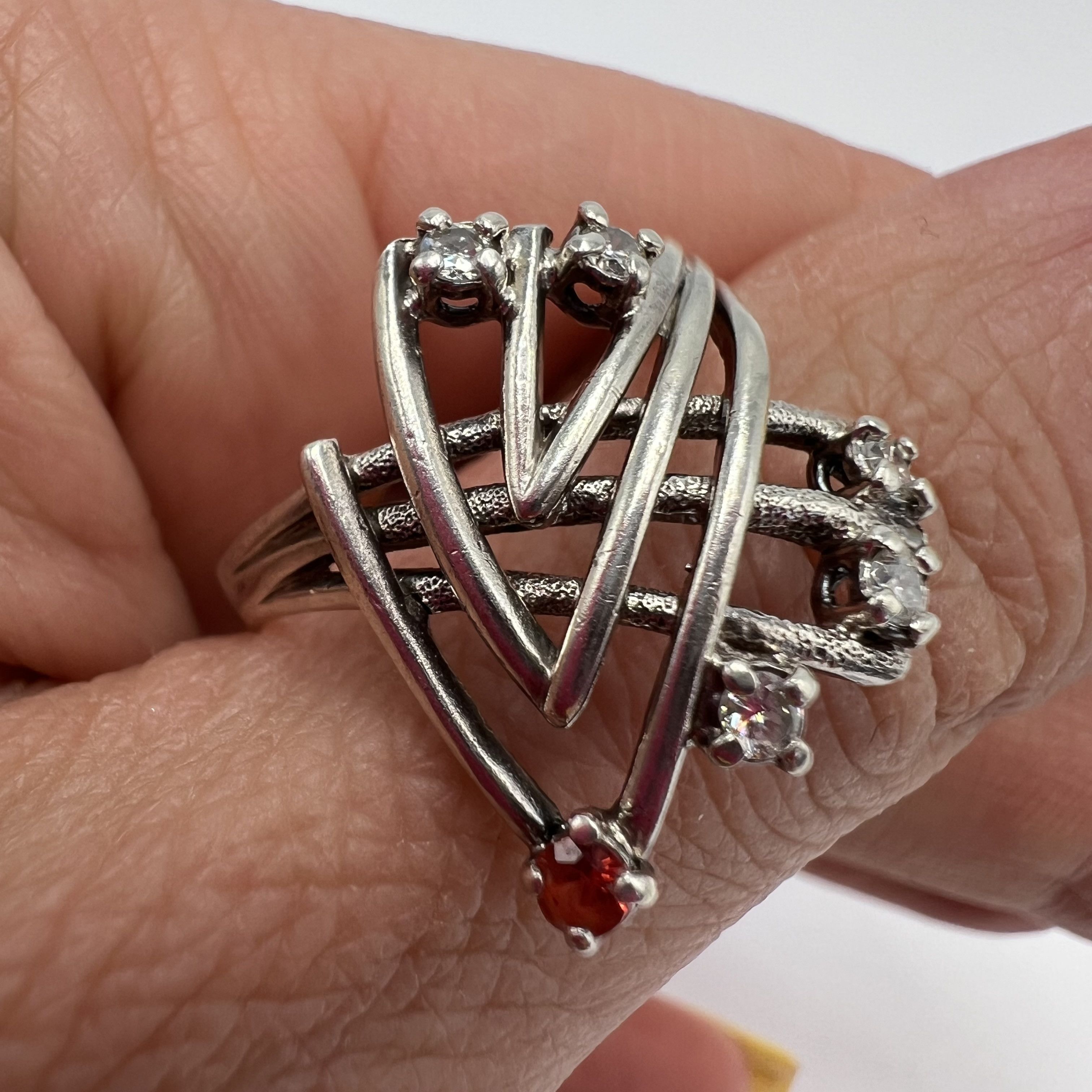 Vintage Vintage USSR Ring Sterling Silver 925 Stone Jewelry S 8U Size ONE SIZE - 8 Thumbnail