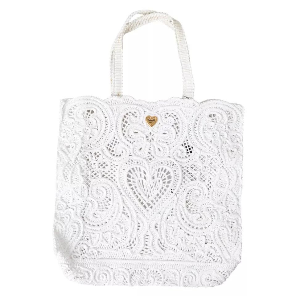 White Cordonetto Lace Beatrice Tote Women's Bag (Pre-Owned)