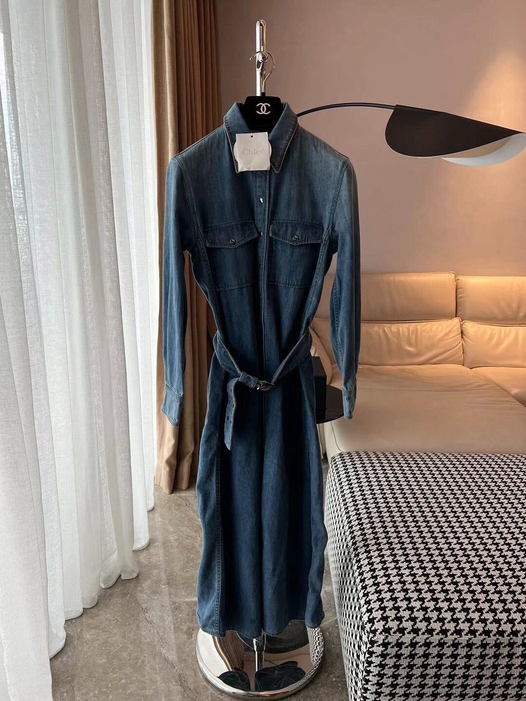 Chloe Chloe Denim Belted Maxi Dress Size XS / US 0-2 / IT 36-38 - 1 Thumbnail