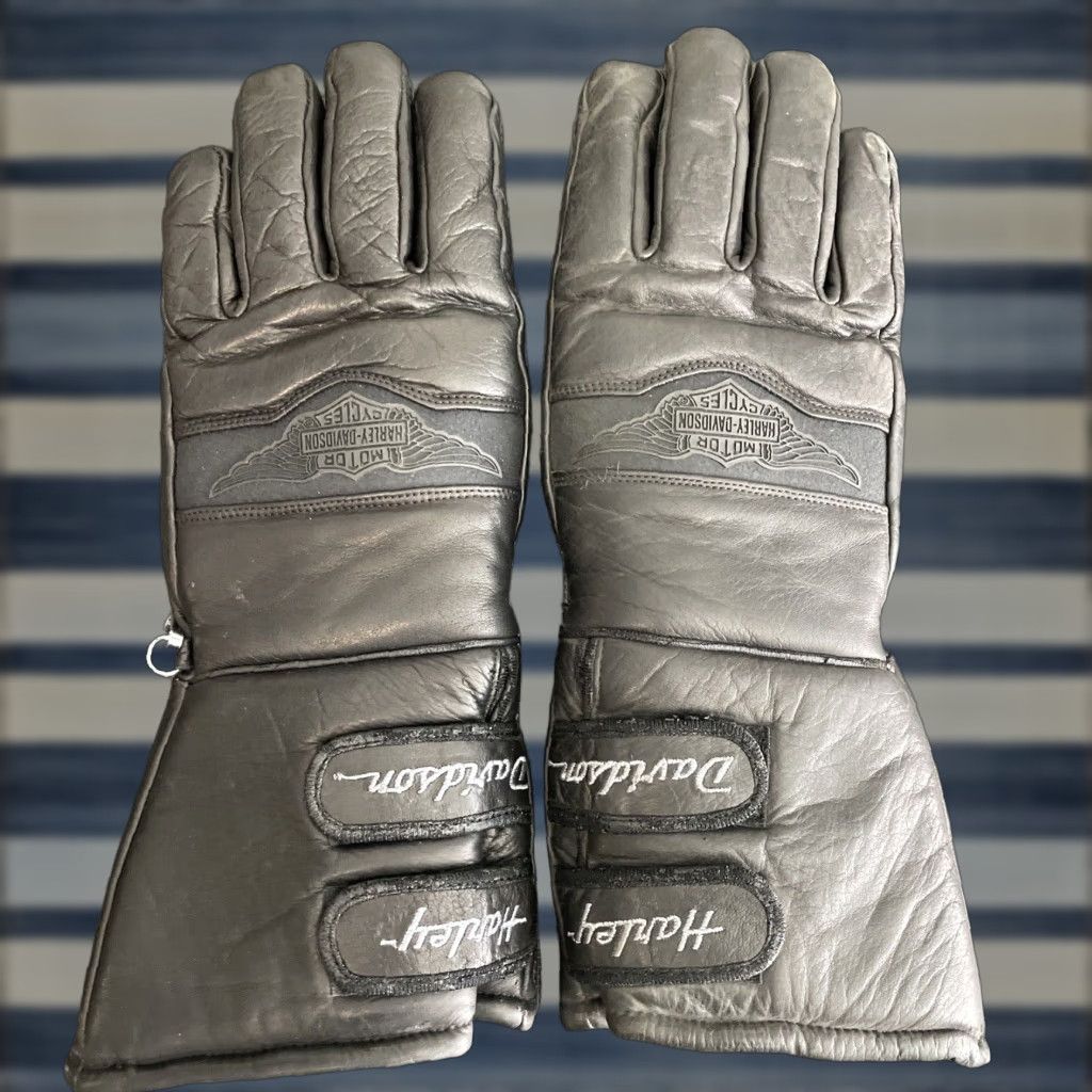 Harley Davidson Harley-Davidson Glove Leather Medium Black Double Strap Thinsulate Men Riding Wrist Padded Palms Biker Motorcycle Gloves Size ONE SIZE - 1 Thumbnail