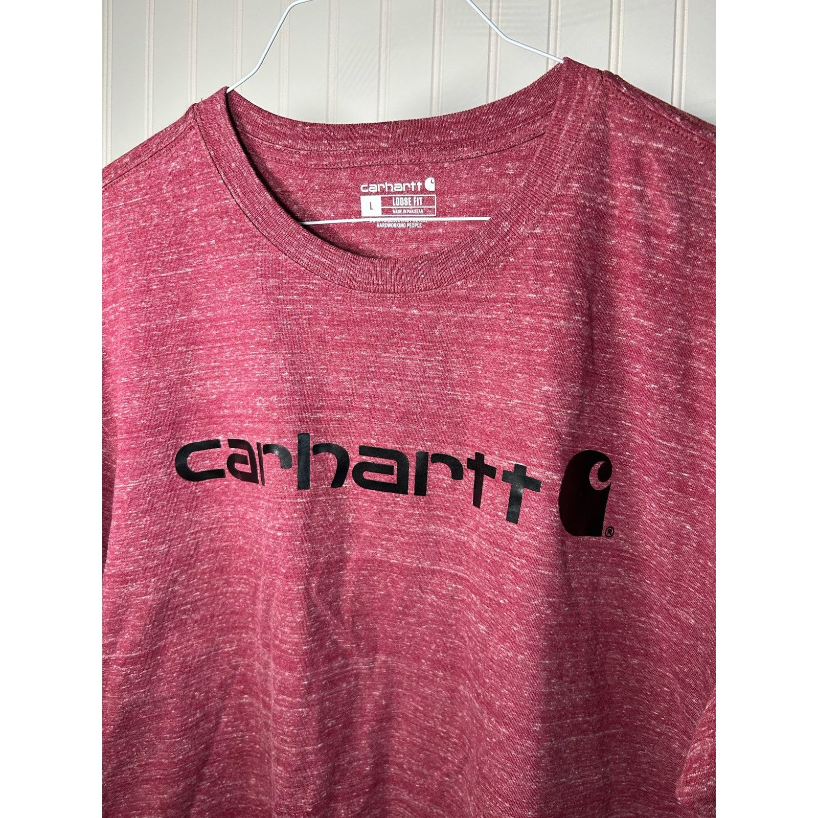 Carhartt CARHARTT LOGO T Shirt MENS LARGE BURGUNDY RED HEATHER Size US L / EU 52-54 / 3 - 2 Thumbnail