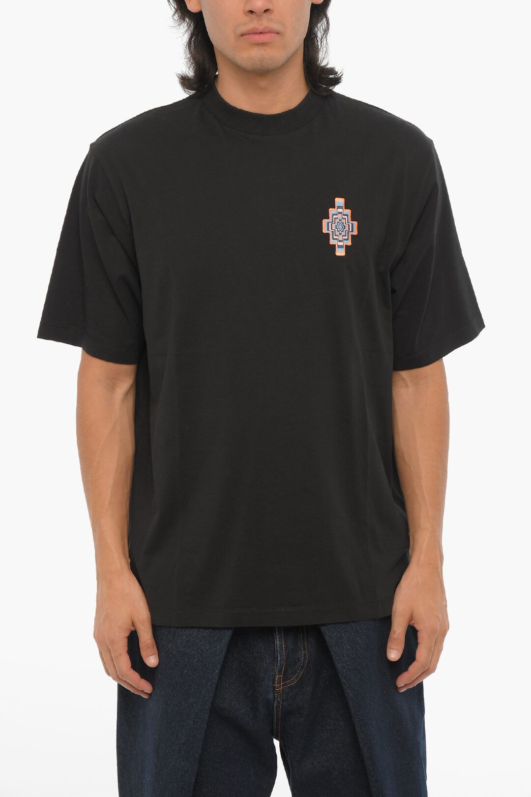 og1mm0824 Optical Cross Crewneck T-Shirt in Black