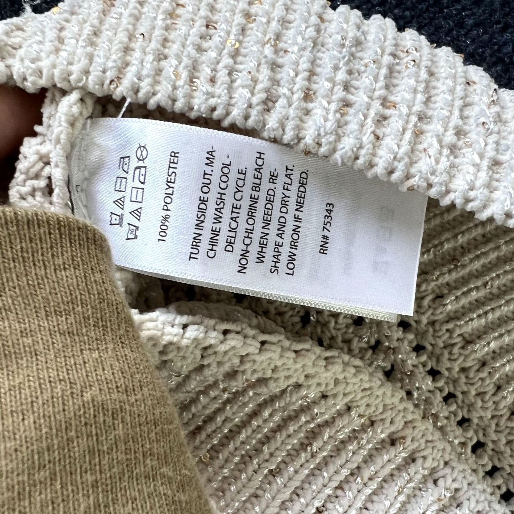 Joie VINTAGE Joie Sweater Womens XL Beige Open Knit Sleeveless Metallic Sparkle Top Size XL / US 12-14 / IT 48-50 - 4 Thumbnail