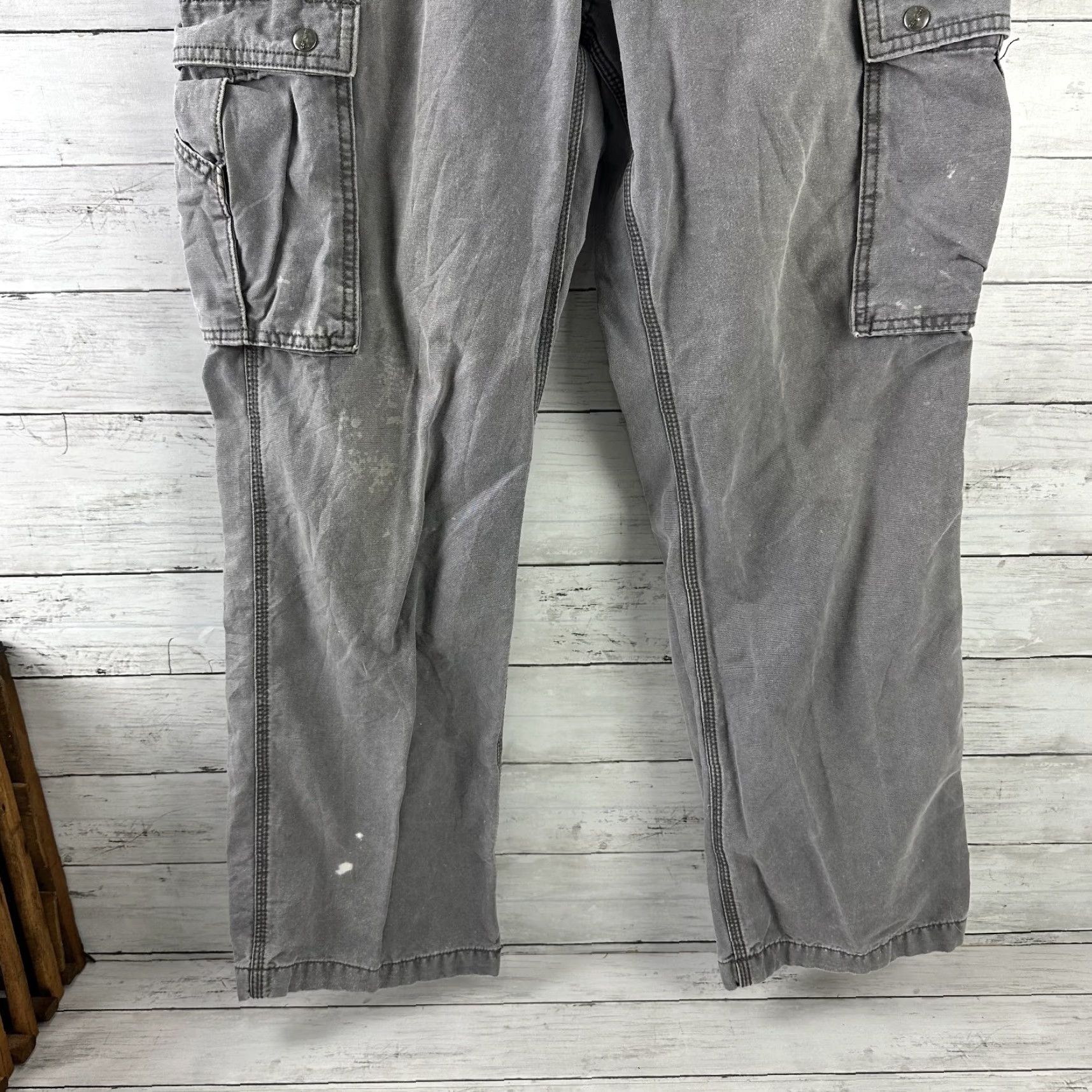 Carhartt Carhartt Cargo Pants Mens 36x32 Gray Workwear Casual Relaxed Fit Grunge Utility Pockets Solid Cotton Canvas Jeans Pants Mens Size US 36 / EU 52 - 6 Thumbnail