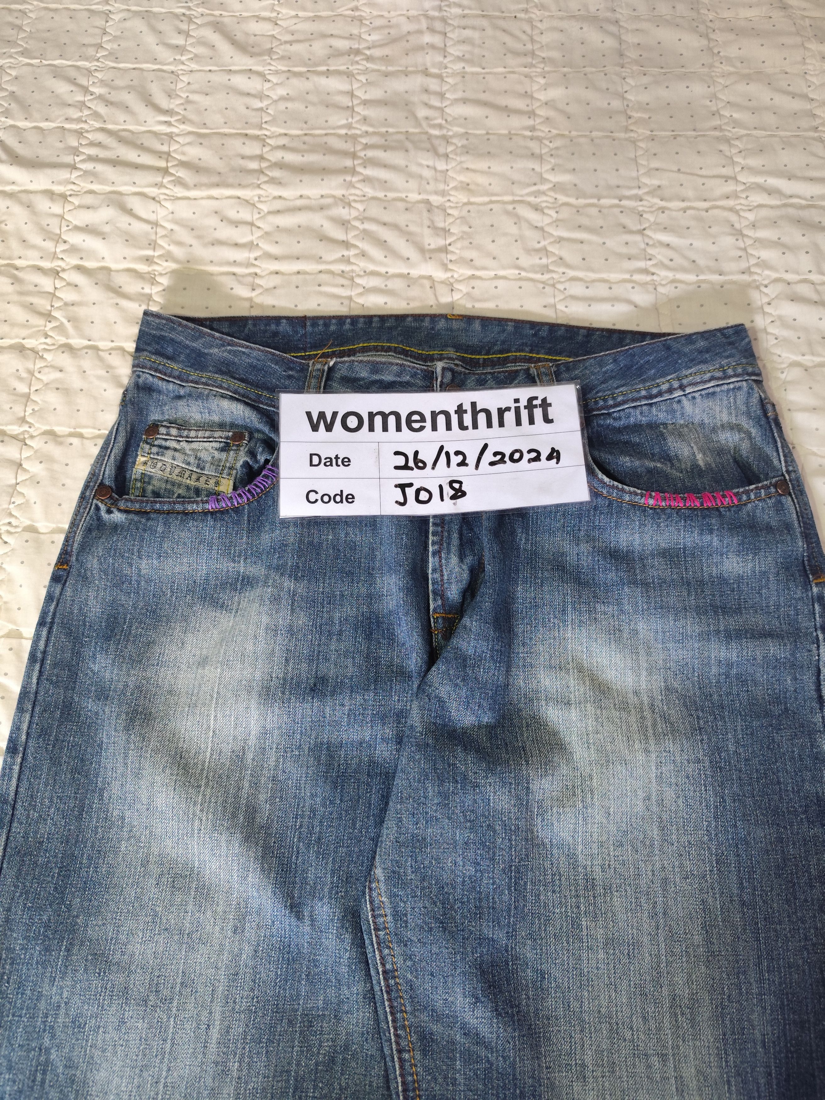 Japanese Brand Vintage Bodymaker Loose Washed Denim J018 Size 31" - 19 Thumbnail