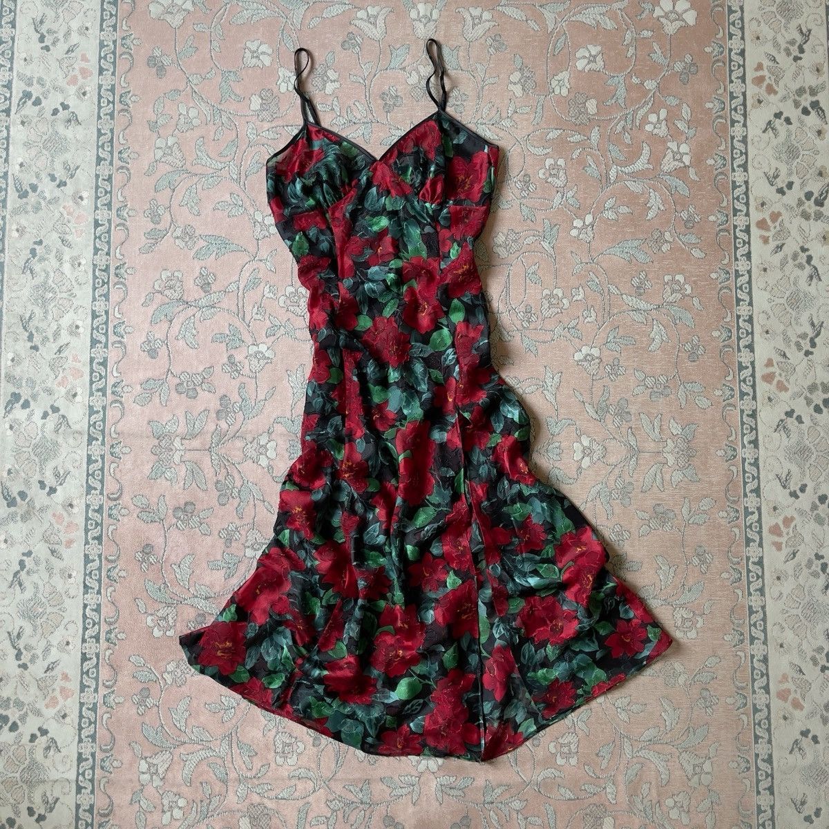 Victoria's Secret Victoria’s Secret 1990s Floral Burnout Maxi Slip Dress (L) Size L / US 10 / IT 46 - 9 Thumbnail