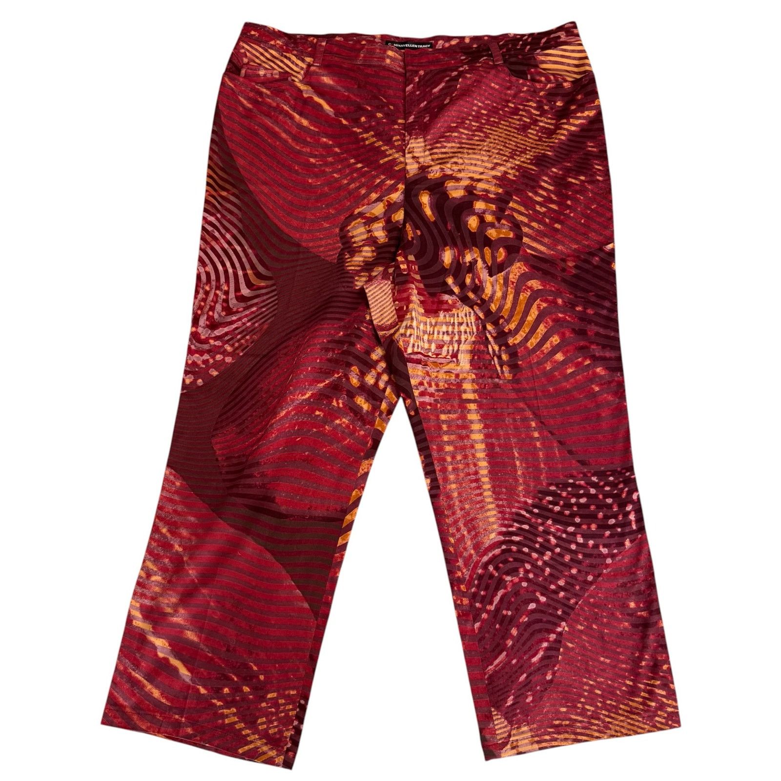 Ellen Tracy Company Ellen Tracy Pants Allover Print Red Orange Size 20 Size 42" / US 20 - 1 Thumbnail
