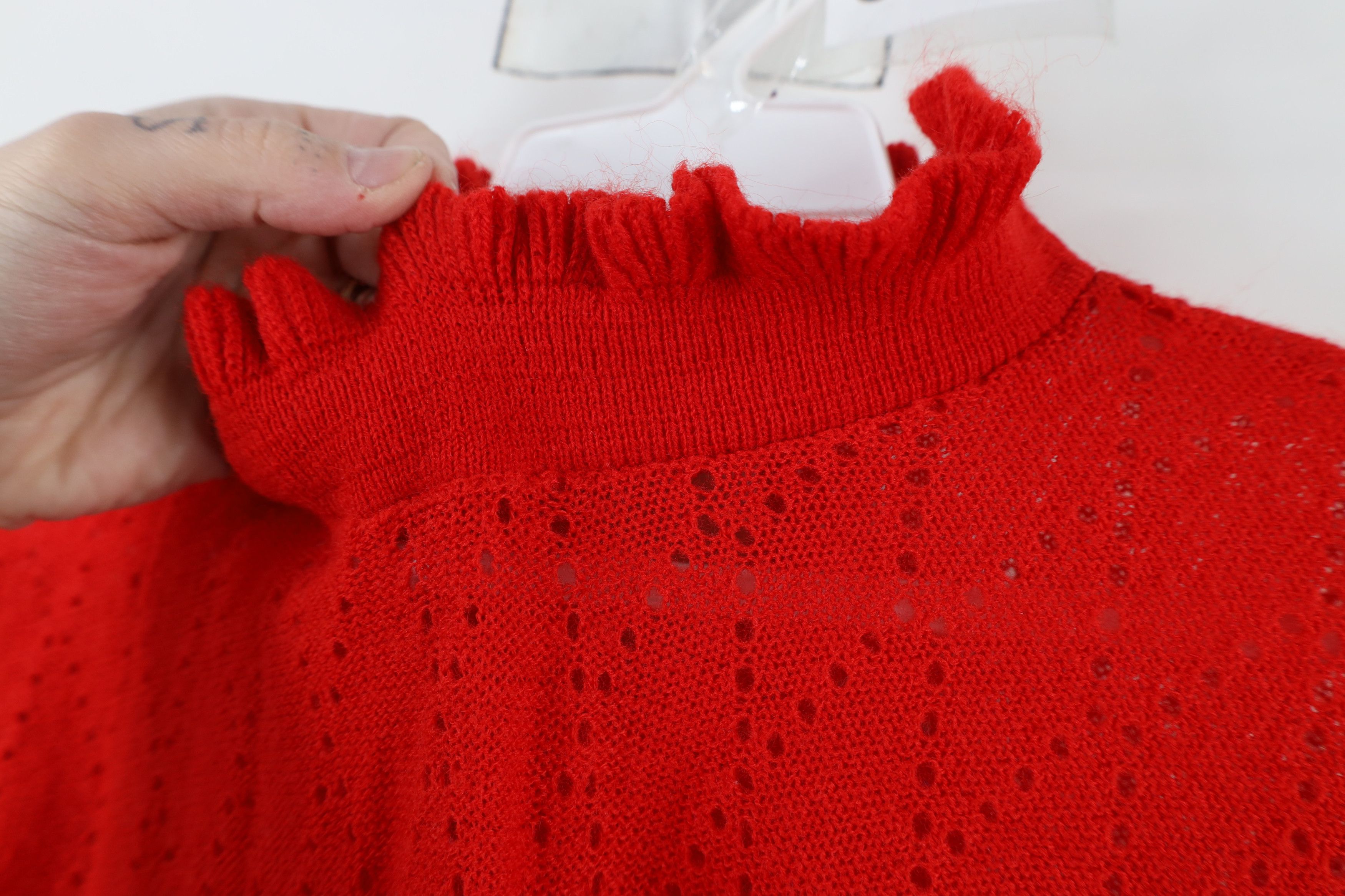 Vintage Vintage 70s Streetwear Distressed Knit Frill Collar Sweater Size L / US 10 / IT 46 - 5 Thumbnail