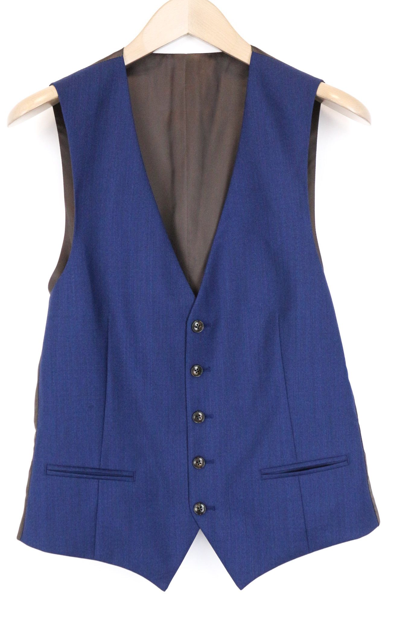Suitsupply FERRARA UK36R Blue Wool Lined Waistcoat 76260 Size 36R - 1 Thumbnail