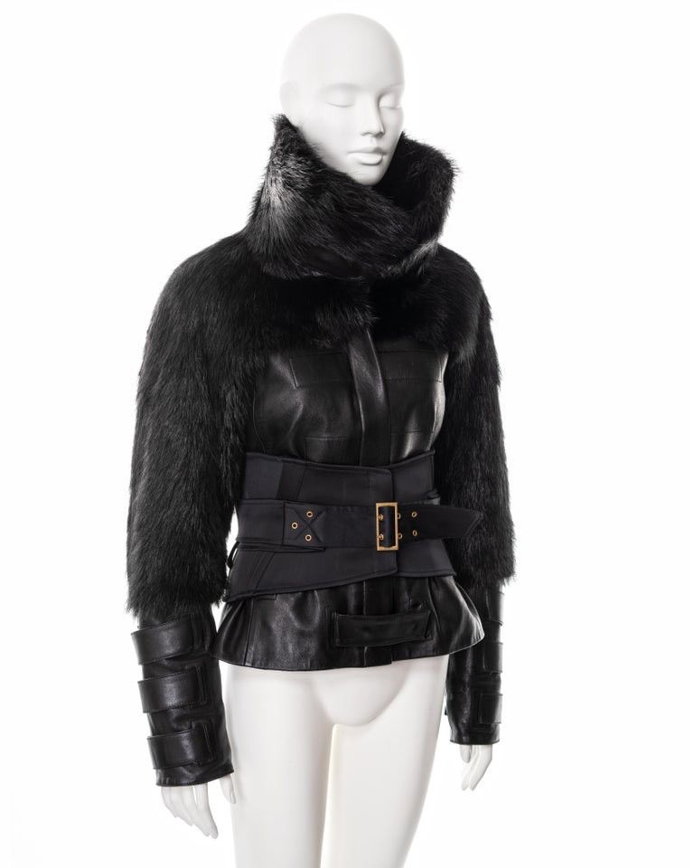 Gucci GUCCI Tom Ford FW2003 Beaver Fur Leather Jacket 2003 Buckles Size S / US 4 / IT 40 - 1 Thumbnail