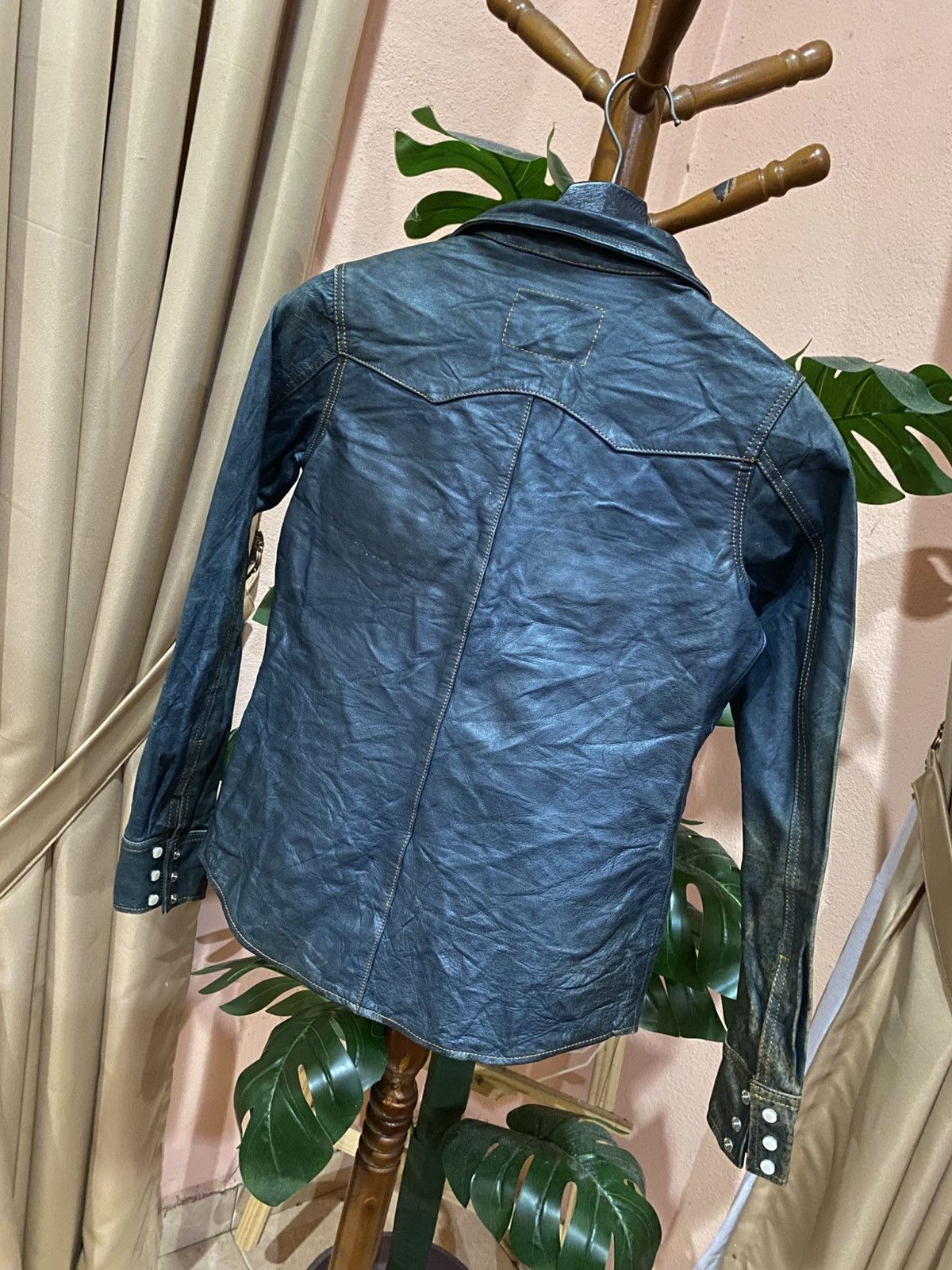 Leather Dessiné par Kondo Western Shirt Jacket Distressed Patina Size XS / US 0-2 / IT 36-38 - 11 Thumbnail