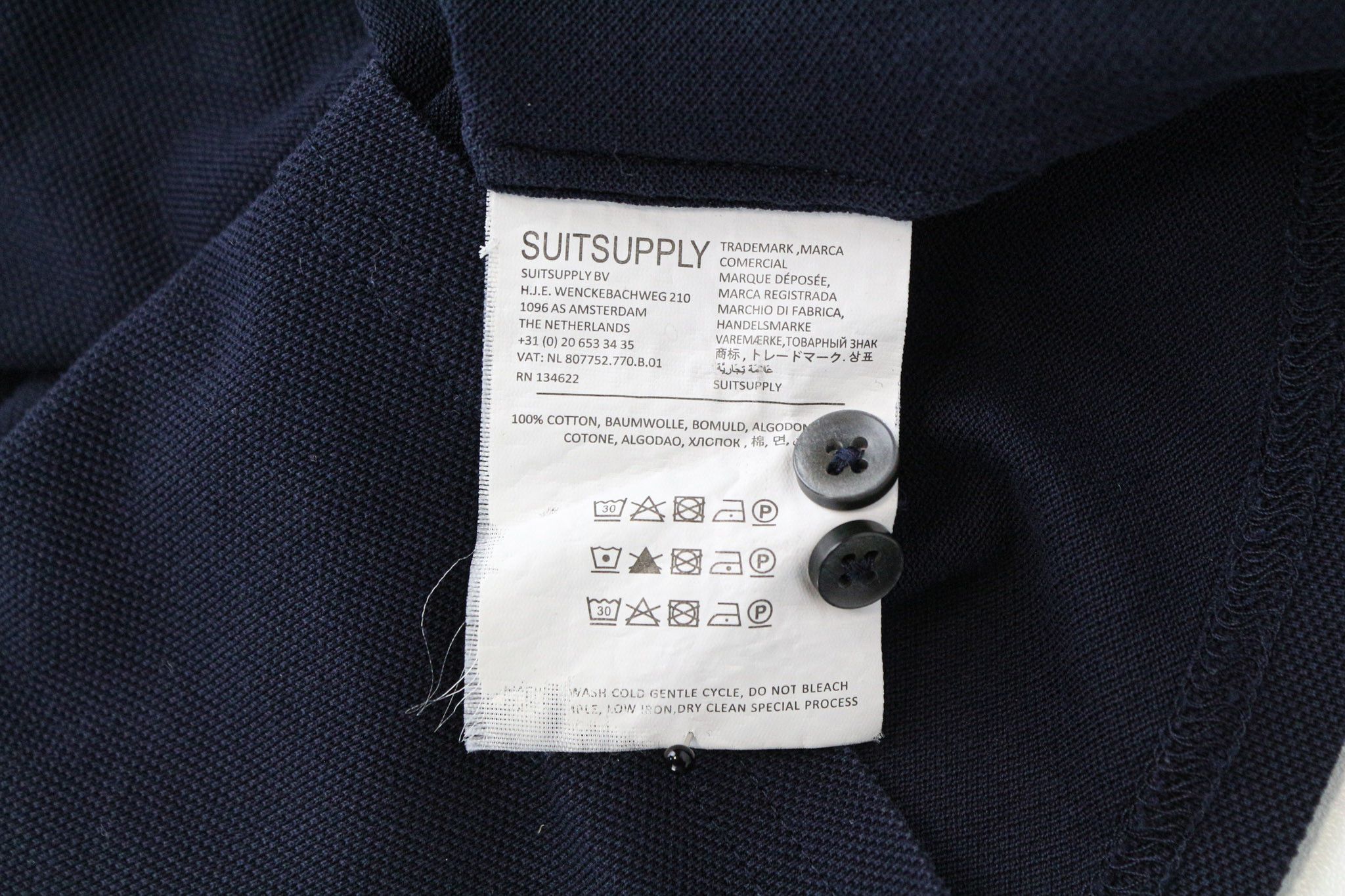 Suitsupply 37/38 14½/15 Navy Blue Cotton Polo Shirt 74018 Size US S / EU 44-46 / 1 - 6 Thumbnail